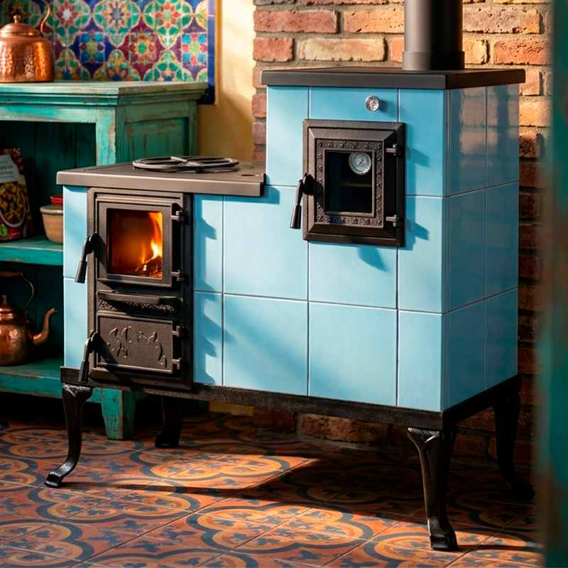 CERAMIC STOVE MODEL 1 LIGHT BLUE RIGHT 10 kW