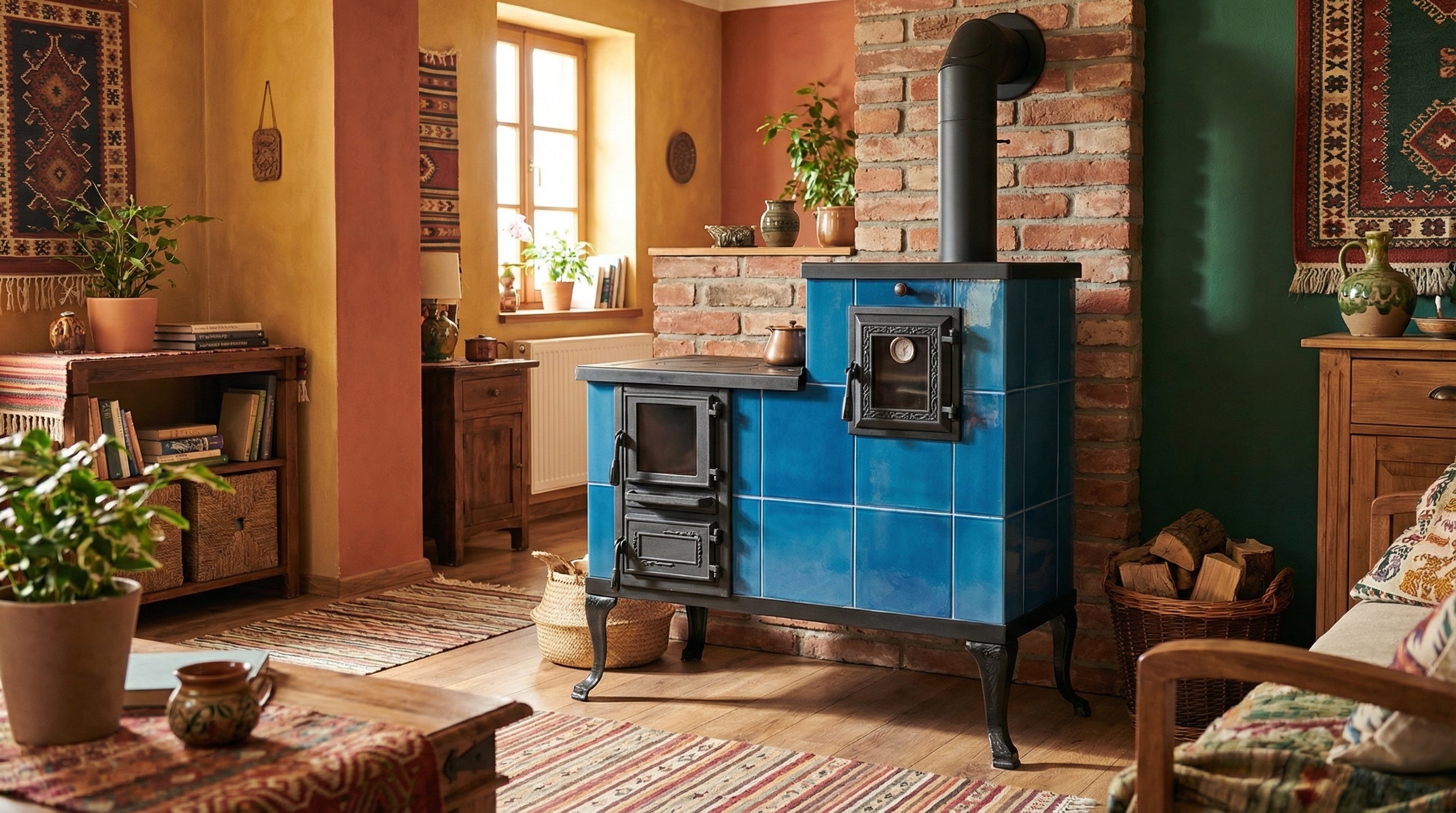 POÊLE CÉRAMIQUE MODÈLE 1 BLEU DROIT 10 kW