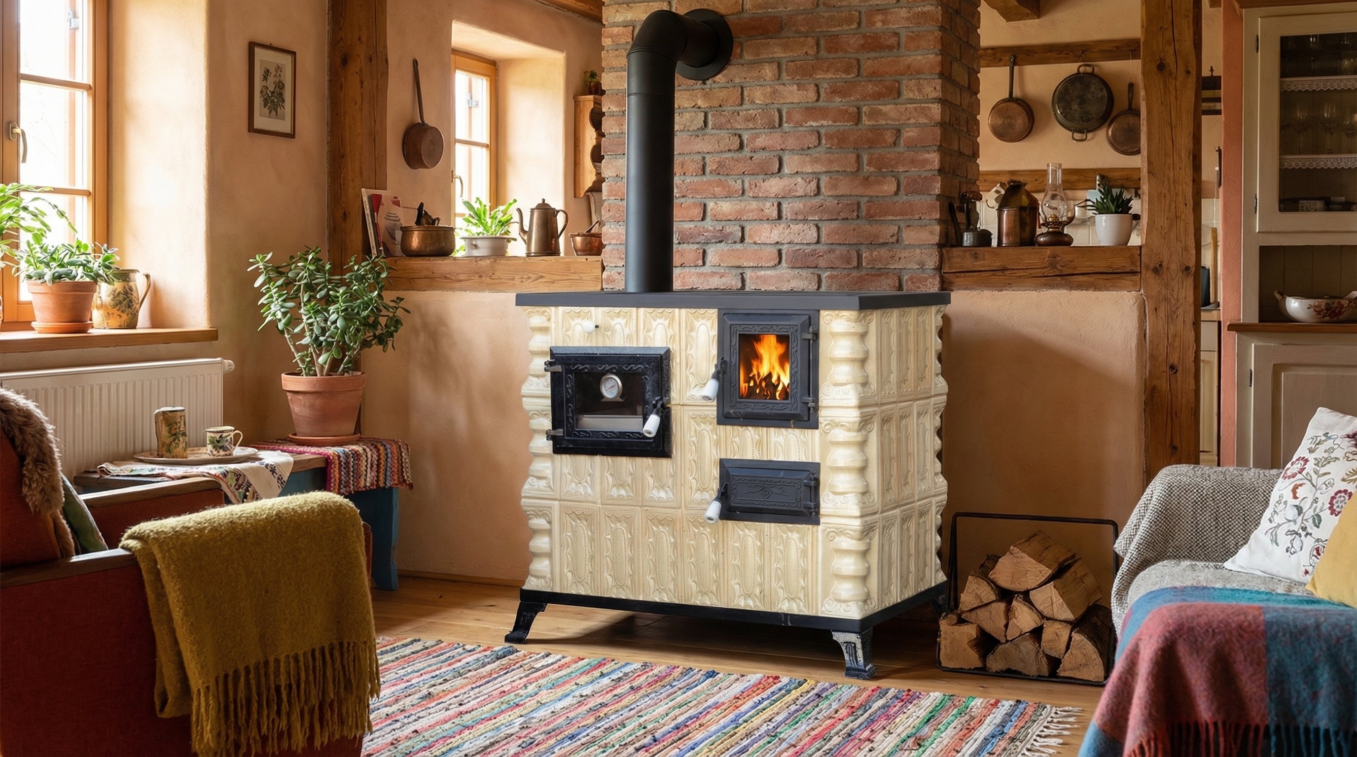POÊLE CÉRAMIQUE MODÈLE 4 CRÈME GAUCHE 10 kW