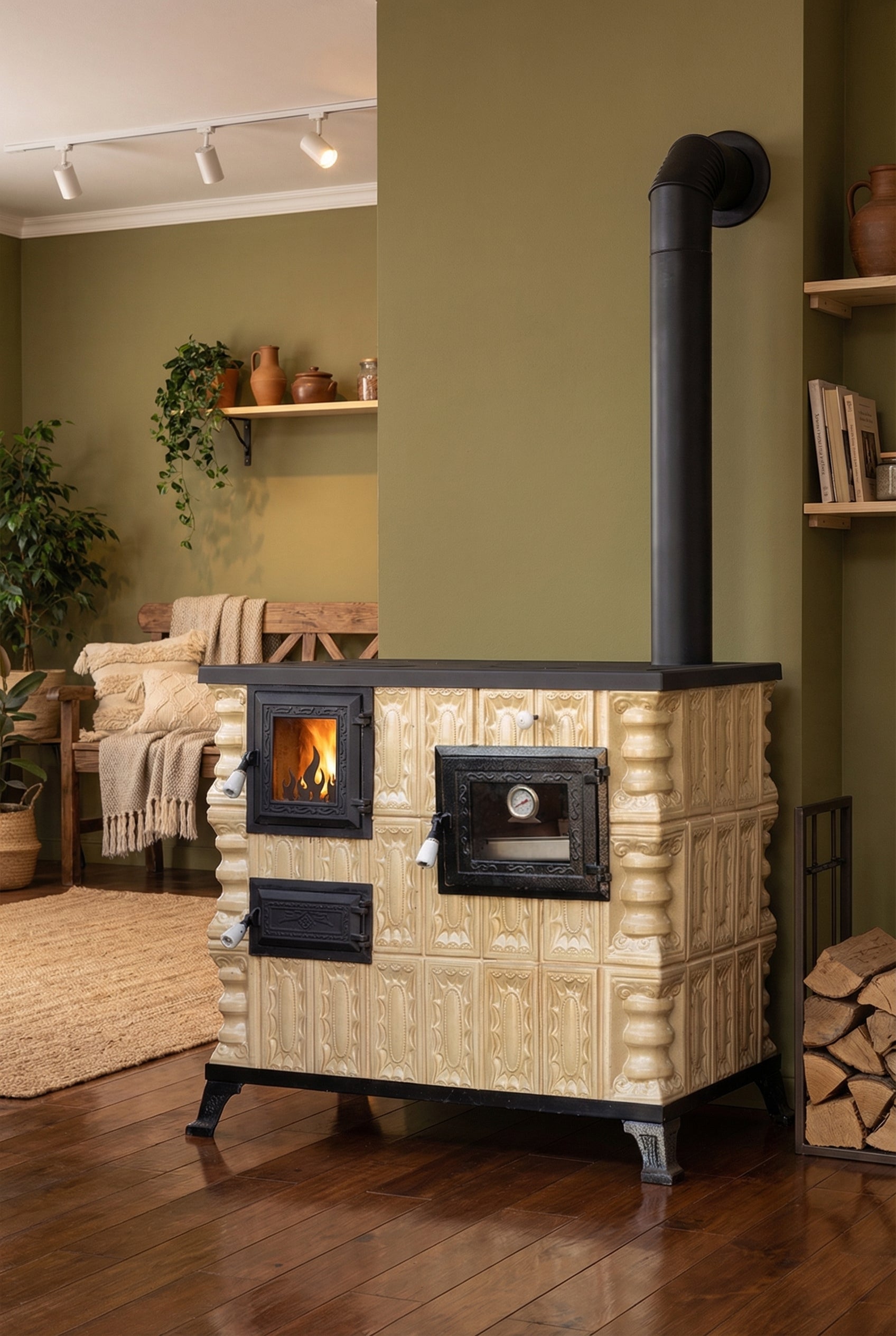 POÊLE CÉRAMIQUE MODÈLE 4 CRÈME DROIT 10 kW