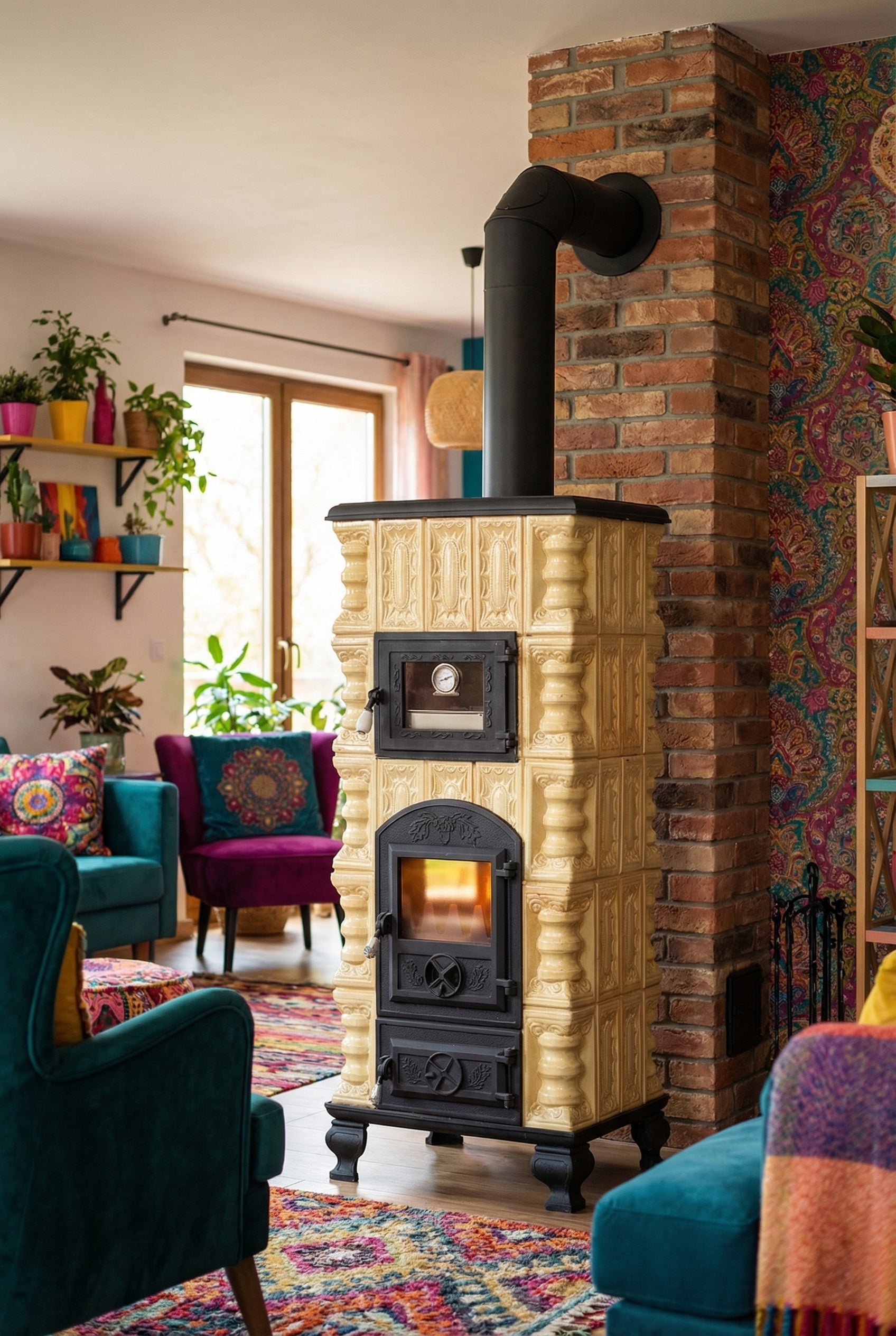 POÊLE CÉRAMIQUE MODÈLE 5 CRÈME 10 kW