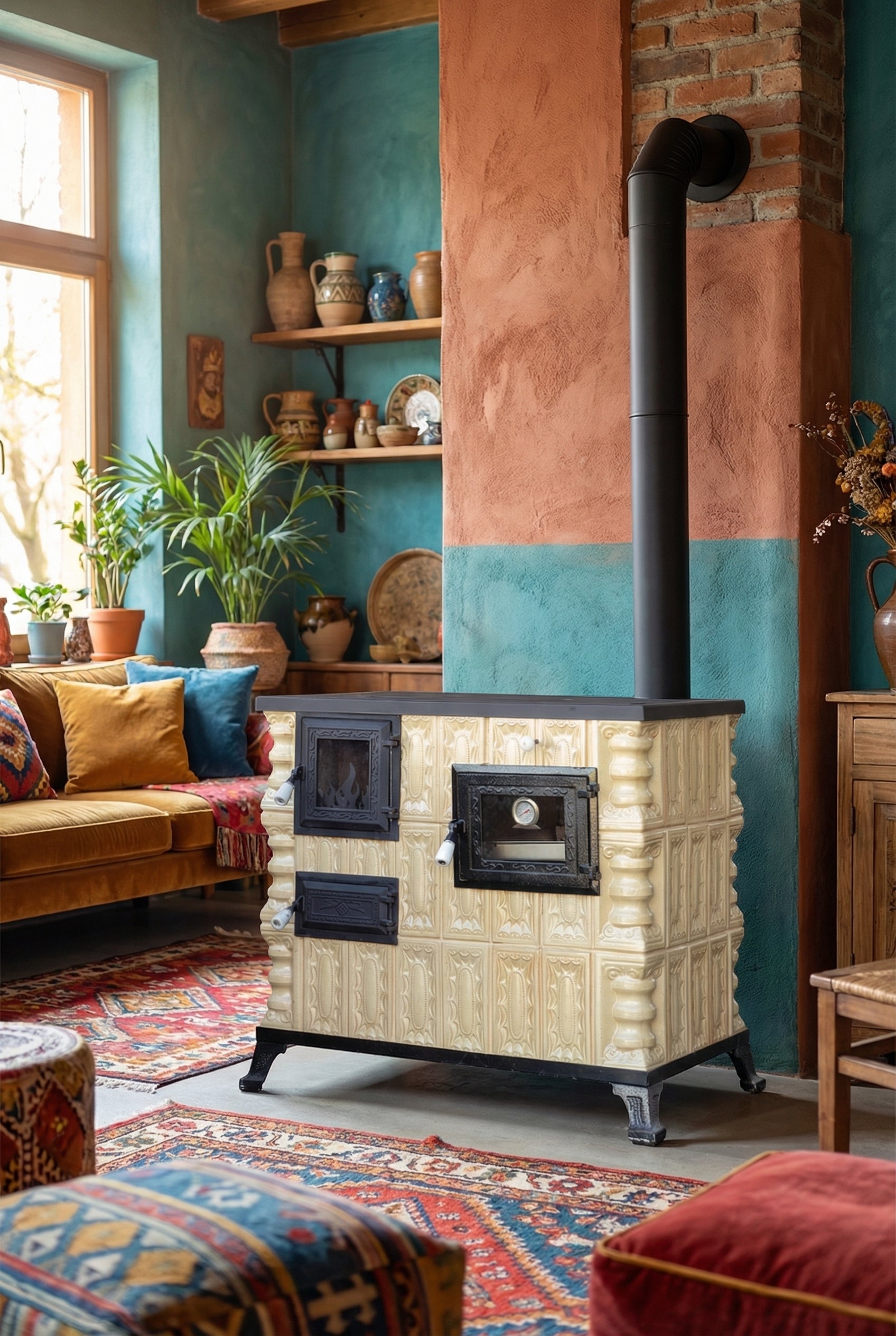 POÊLE CÉRAMIQUE MODÈLE 4 CRÈME DROIT 10 kW