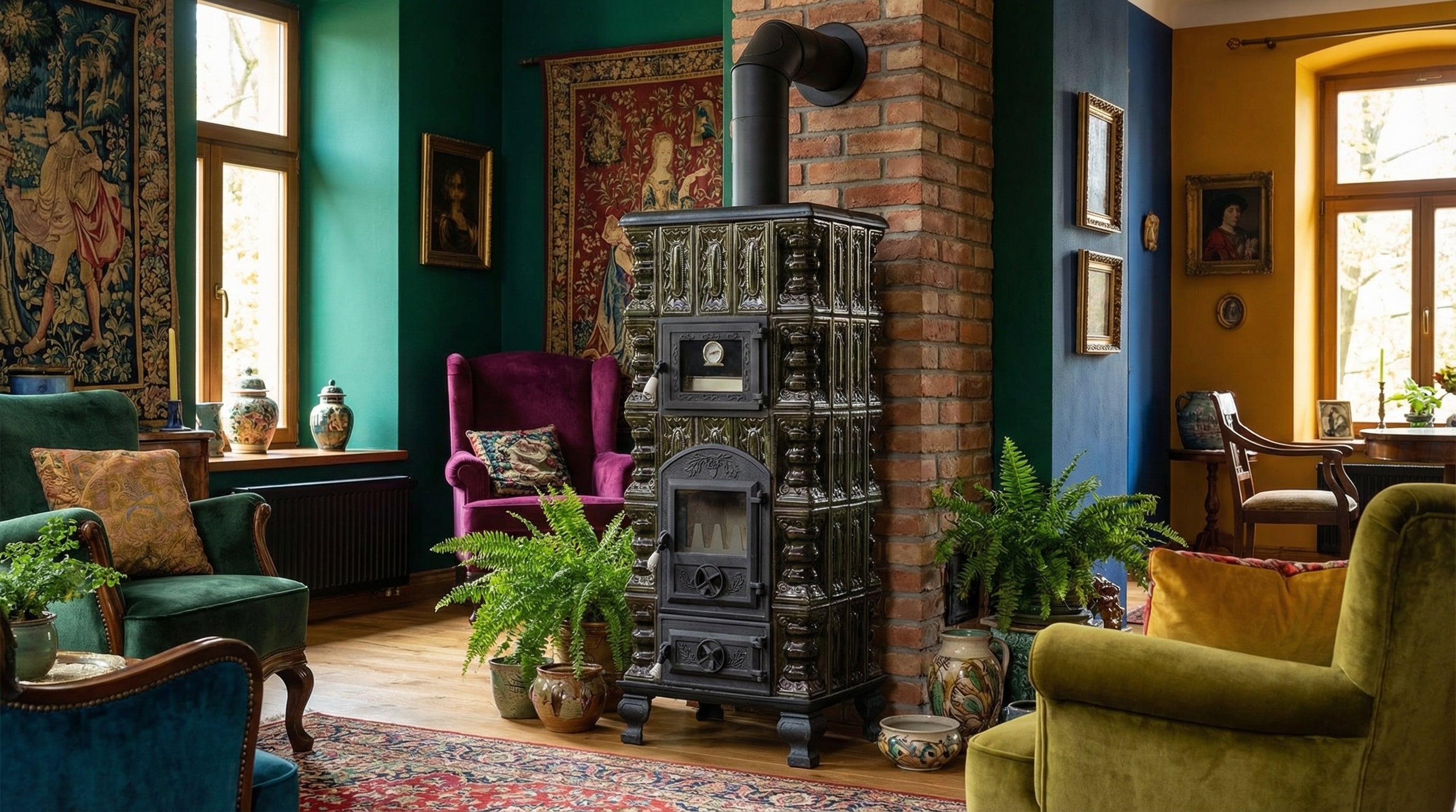 POÊLE CÉRAMIQUE MODÈLE 5 VERT 10 kW
