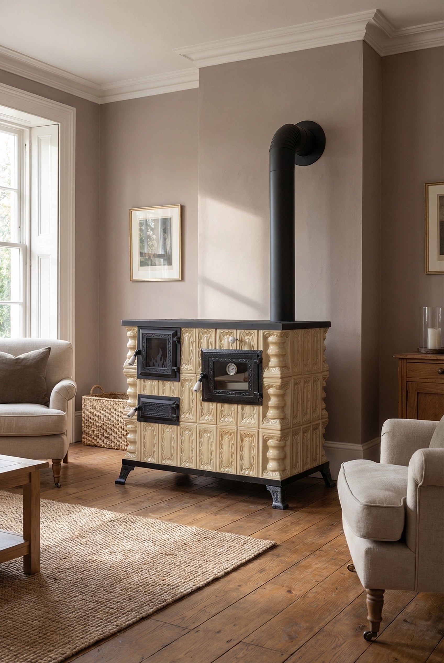 POÊLE CÉRAMIQUE MODÈLE 4 CRÈME DROIT 10 kW