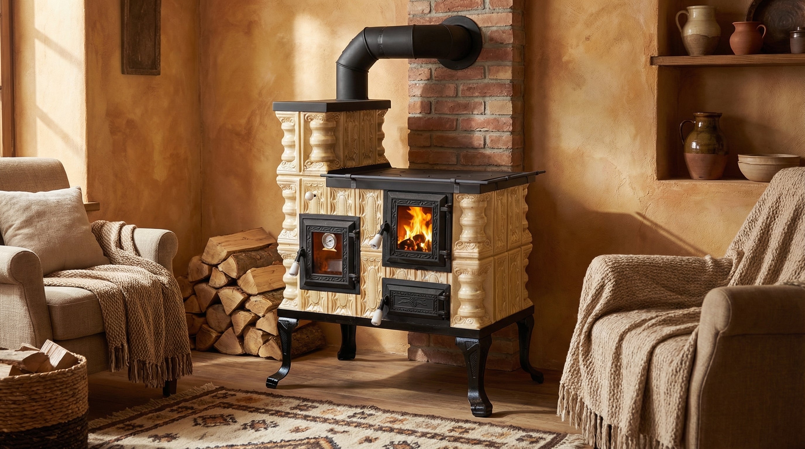 CERAMIC STOVE MODEL 27 CREAM LEFT 8 kW