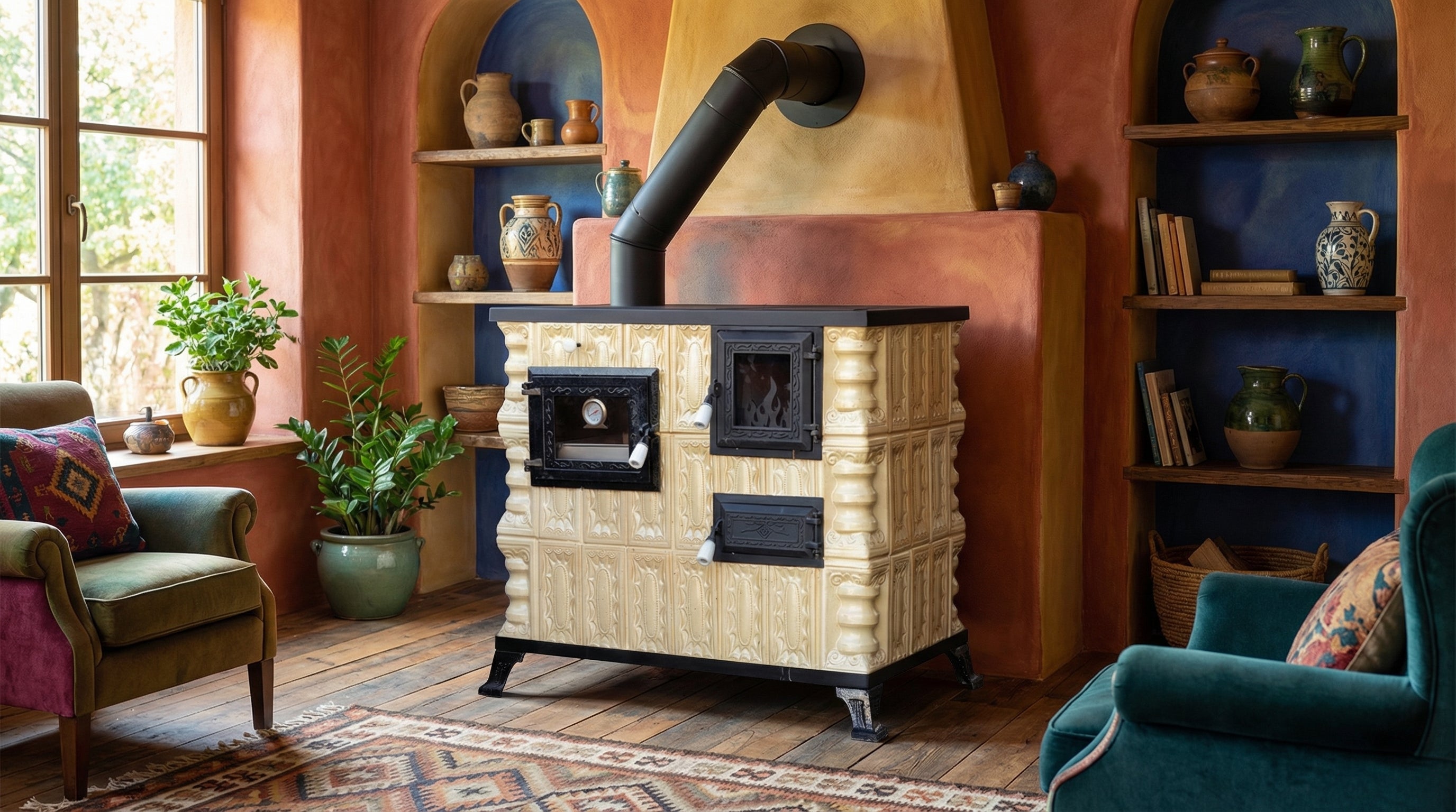 POÊLE CÉRAMIQUE MODÈLE 4 CRÈME GAUCHE 10 kW