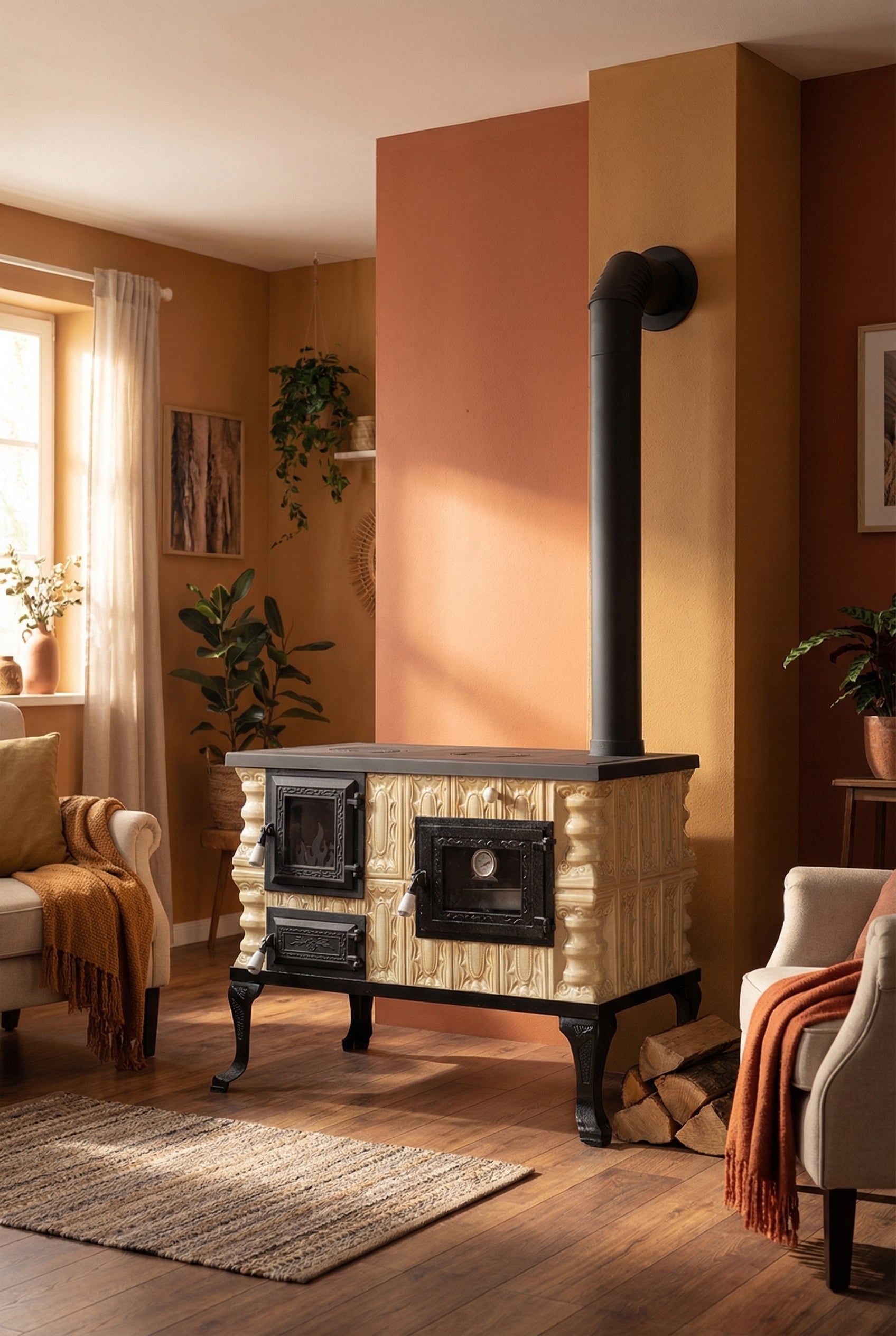 POÊLE CÉRAMIQUE MODÈLE 6 CRÈME DROIT 10 kW