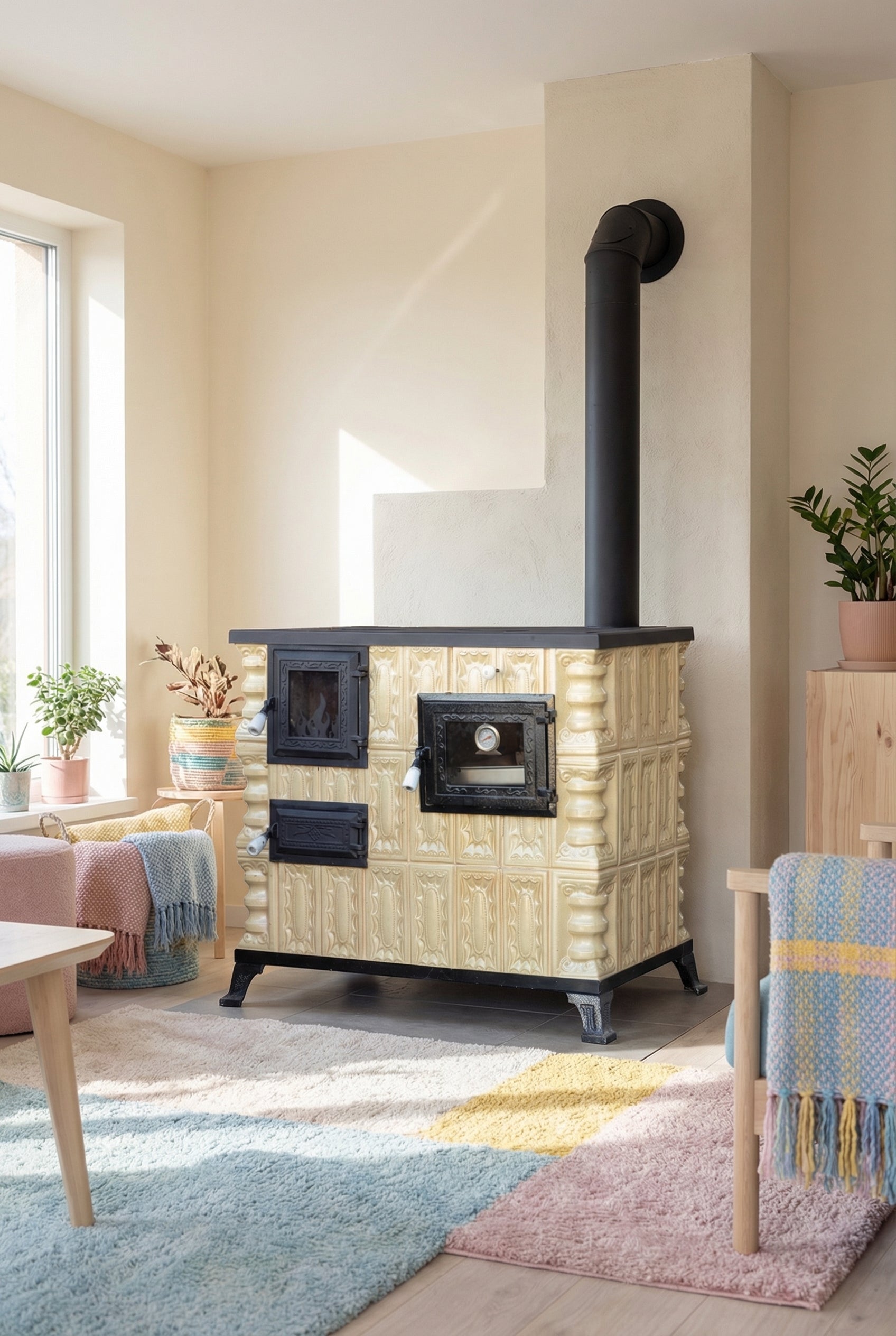 POÊLE CÉRAMIQUE MODÈLE 4 CRÈME DROIT 10 kW