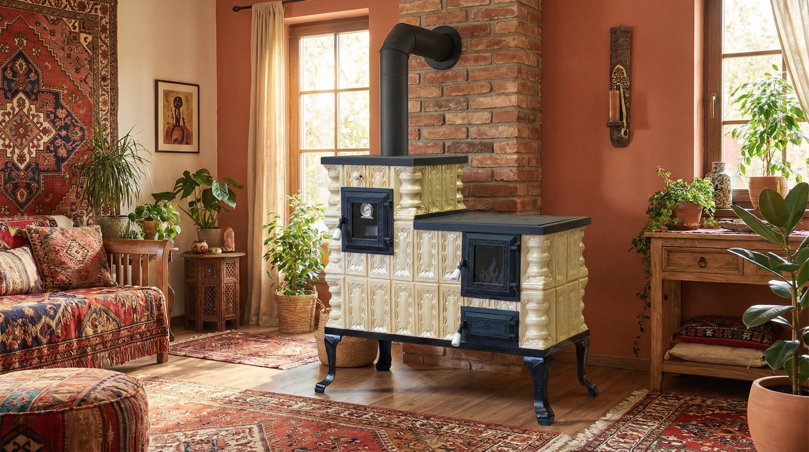 POÊLE CÉRAMIQUE MODÈLE 1 CRÈME GAUCHE 10 kW