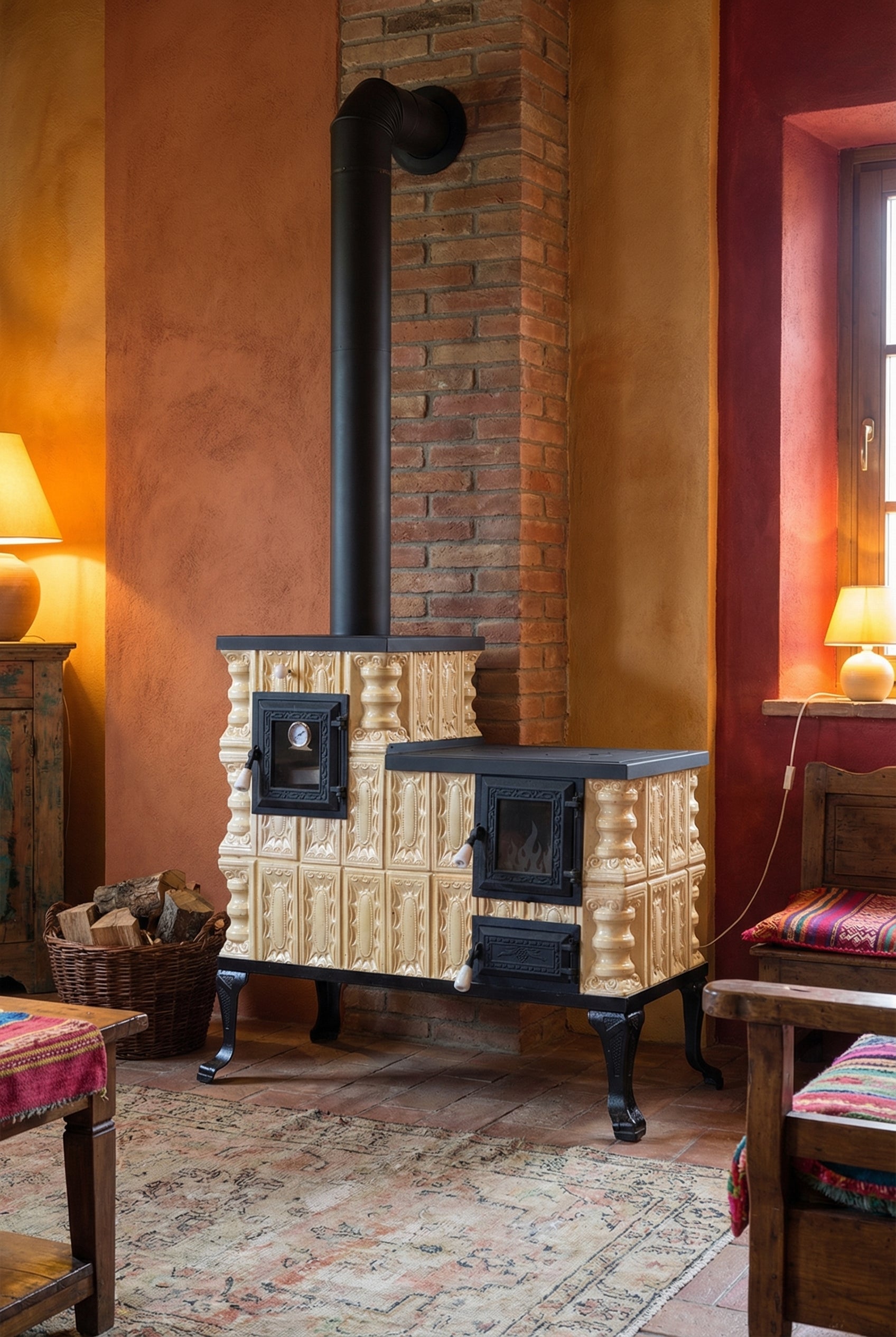 POÊLE CÉRAMIQUE MODÈLE 1 CRÈME GAUCHE 10 kW