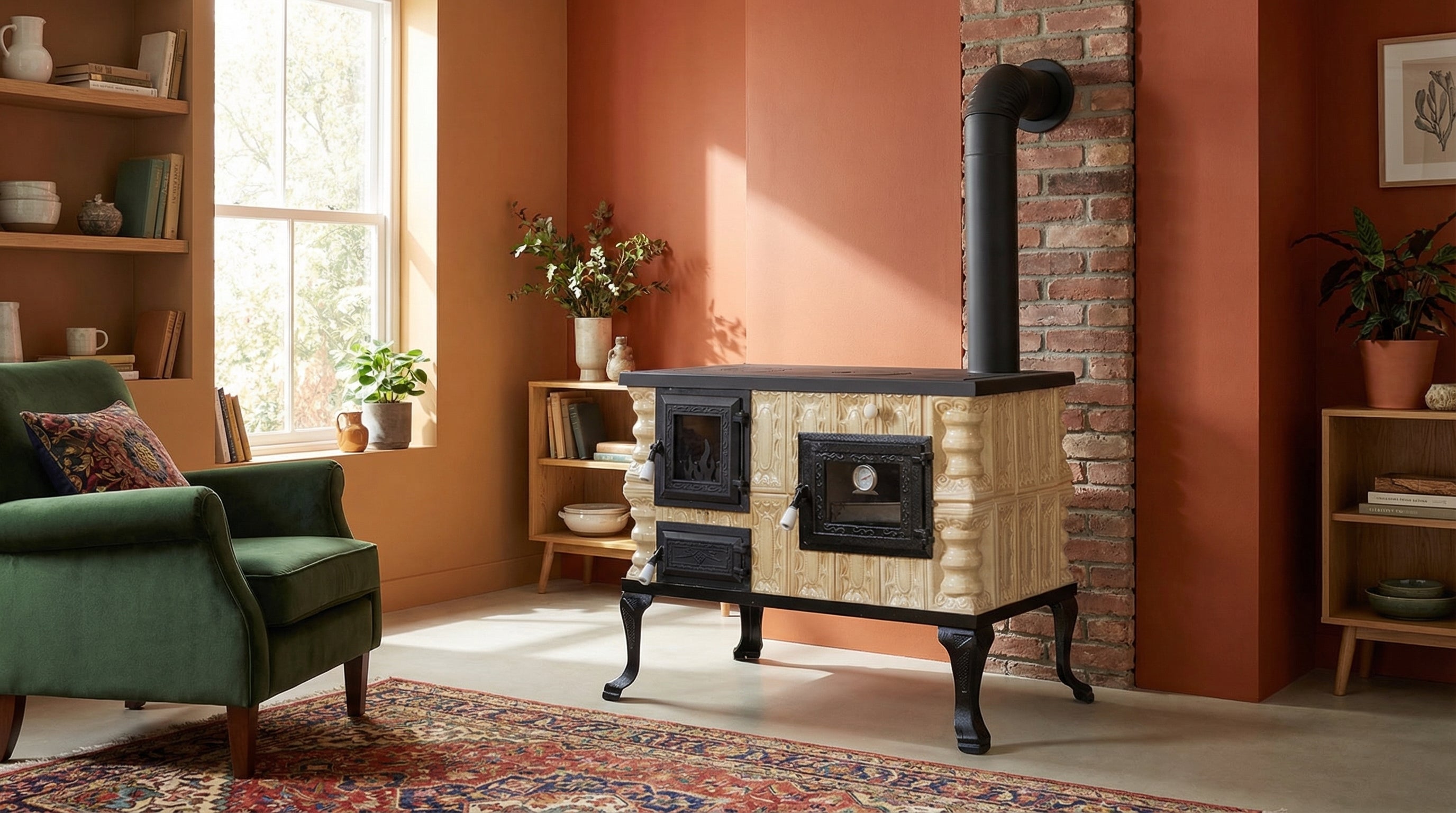 POÊLE CÉRAMIQUE MODÈLE 6 CRÈME DROIT 10 kW