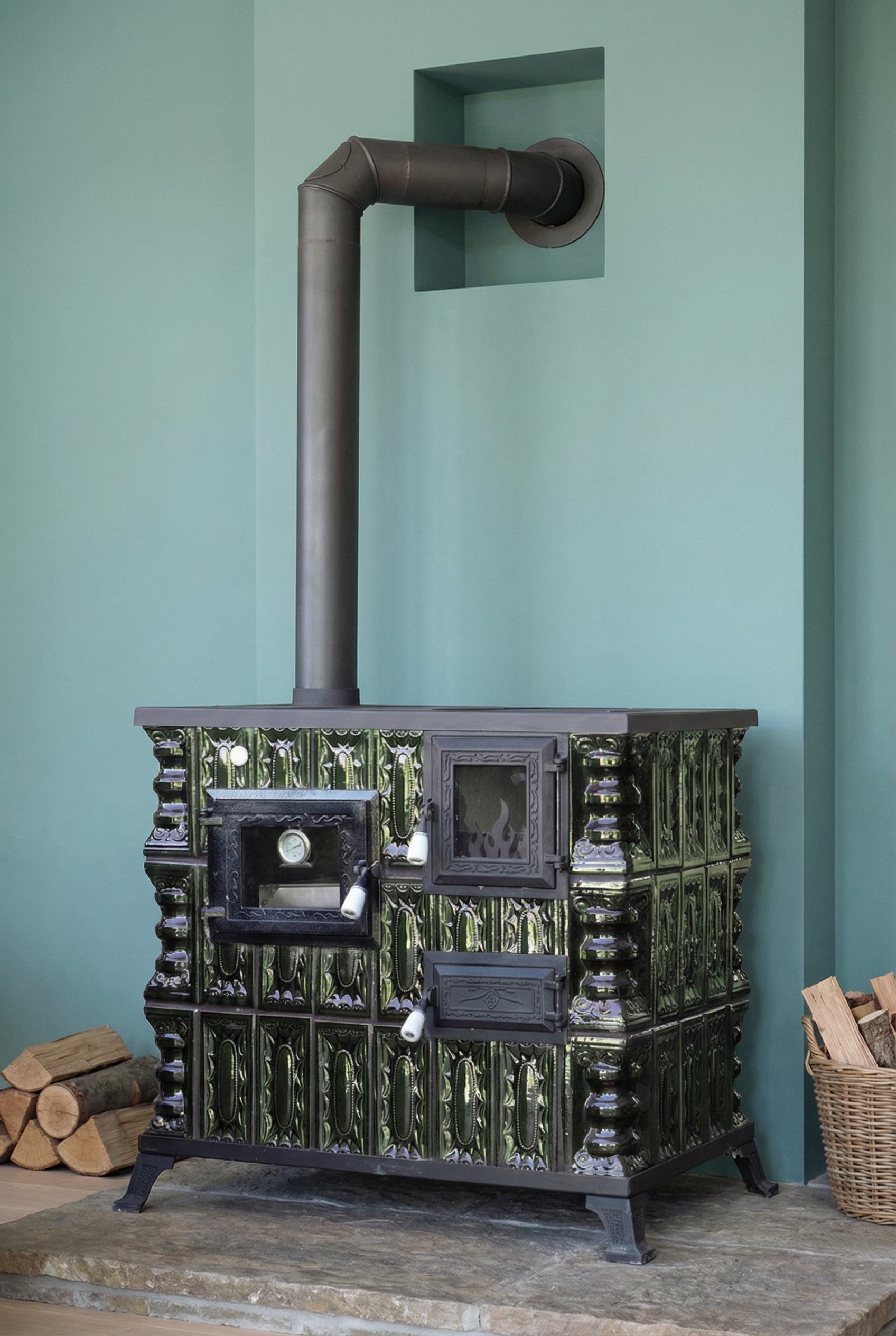 POÊLE CÉRAMIQUE MODÈLE 4 VERT GAUCHE 10 kW
