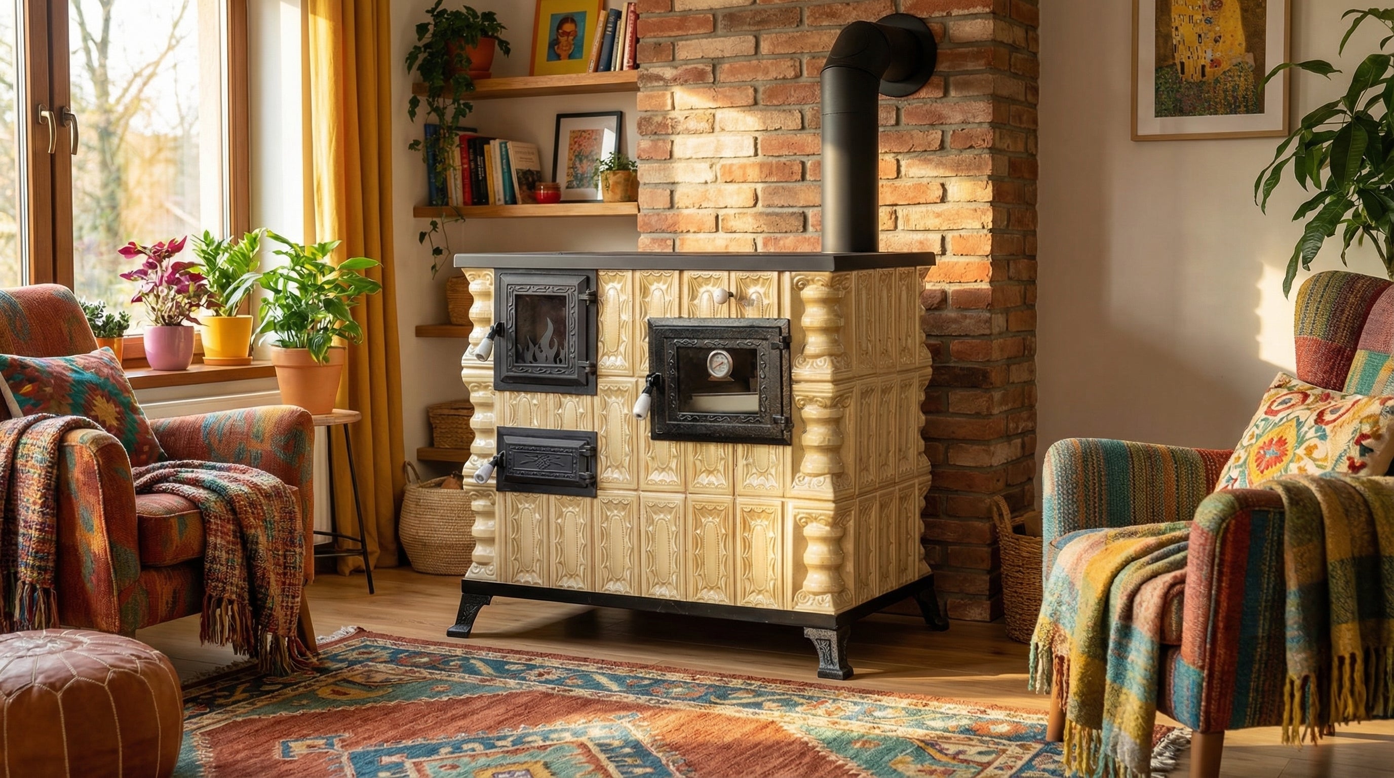 POÊLE CÉRAMIQUE MODÈLE 4 CRÈME DROIT 10 kW