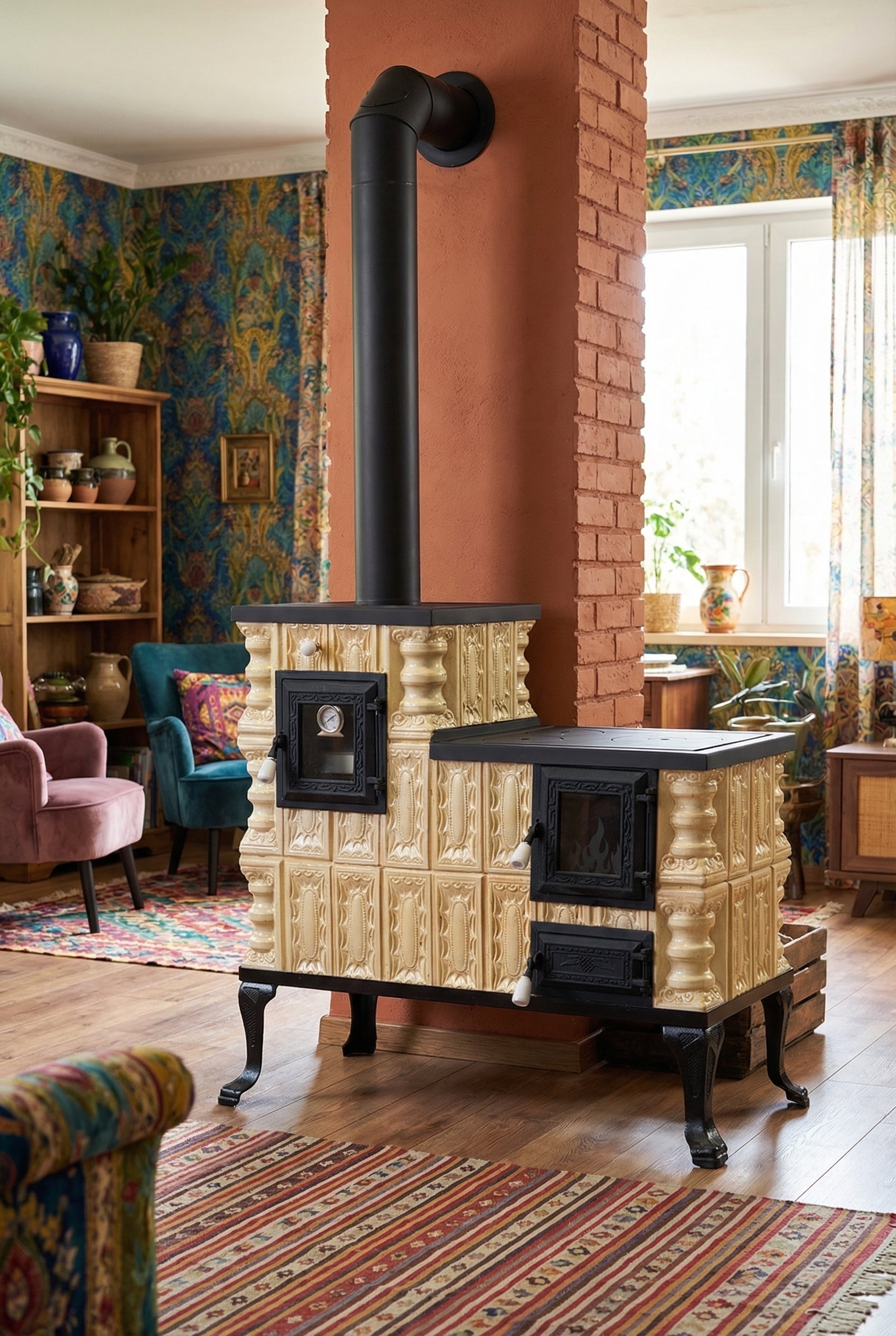 POÊLE CÉRAMIQUE MODÈLE 1 CRÈME GAUCHE 10 kW