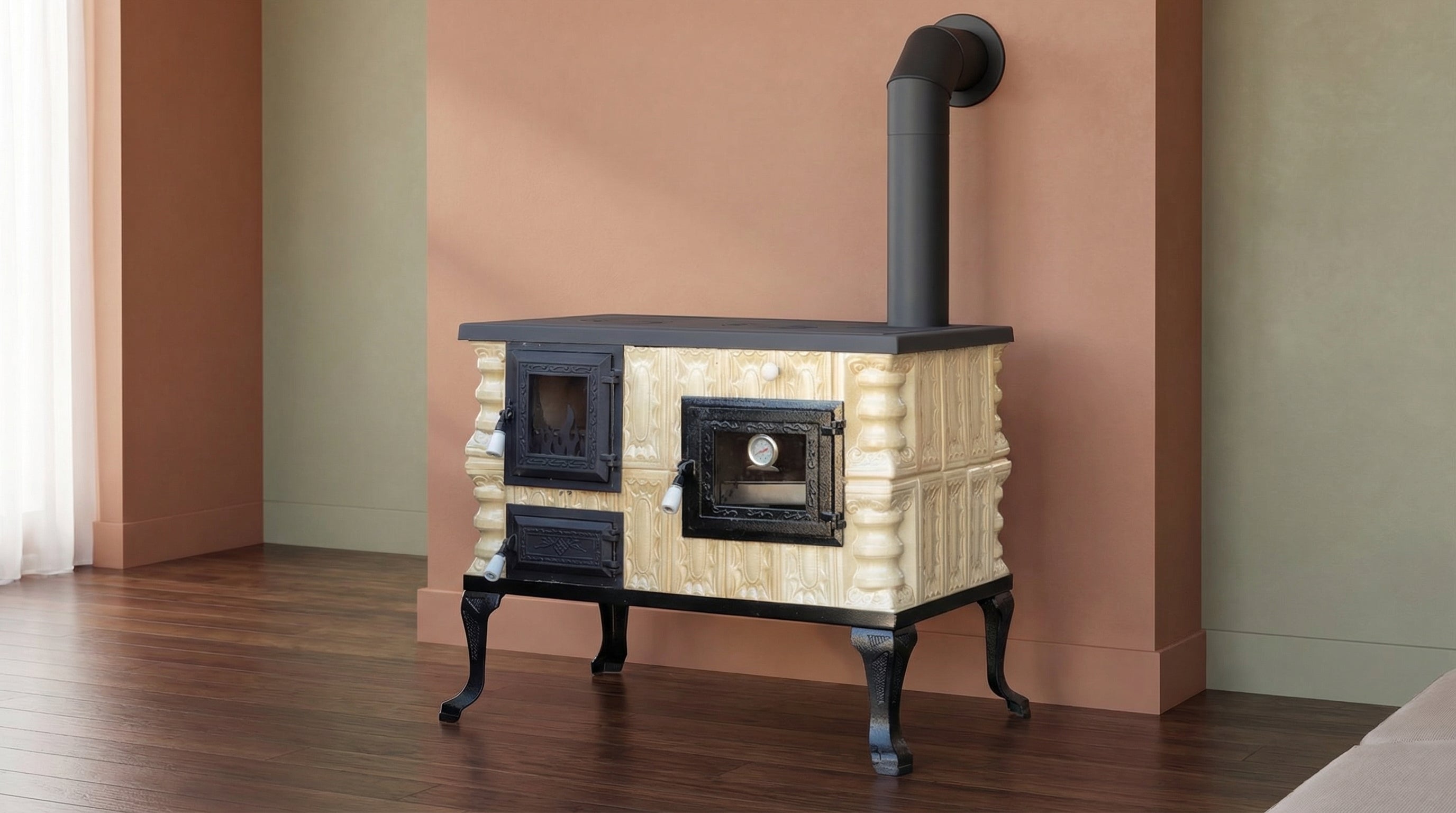 POÊLE CÉRAMIQUE MODÈLE 6 CRÈME DROIT 10 kW
