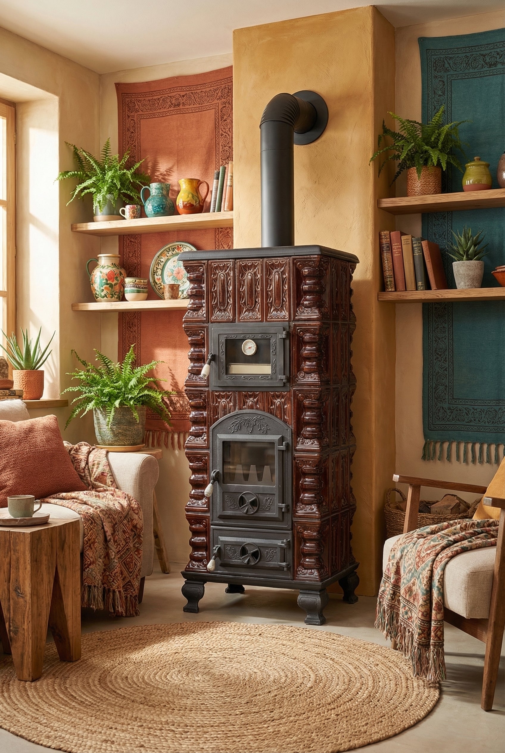 POÊLE CÉRAMIQUE MODÈLE 5 MARRON 10 kW