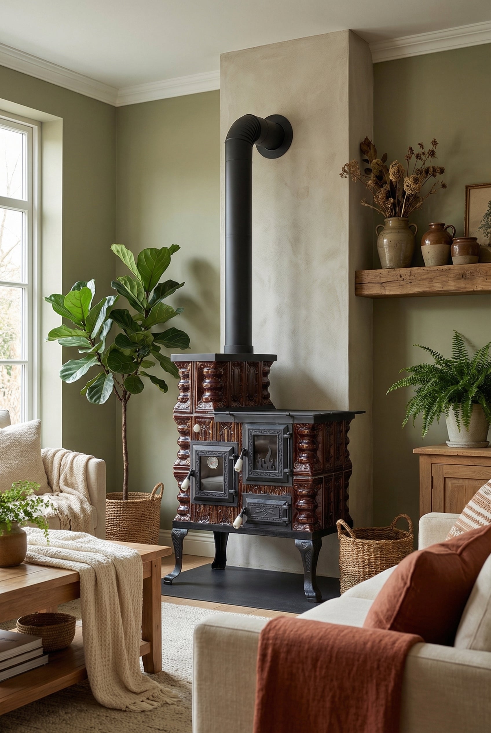 POÊLE CÉRAMIQUE MODÈLE 27 MARRON GAUCHE 8 kW