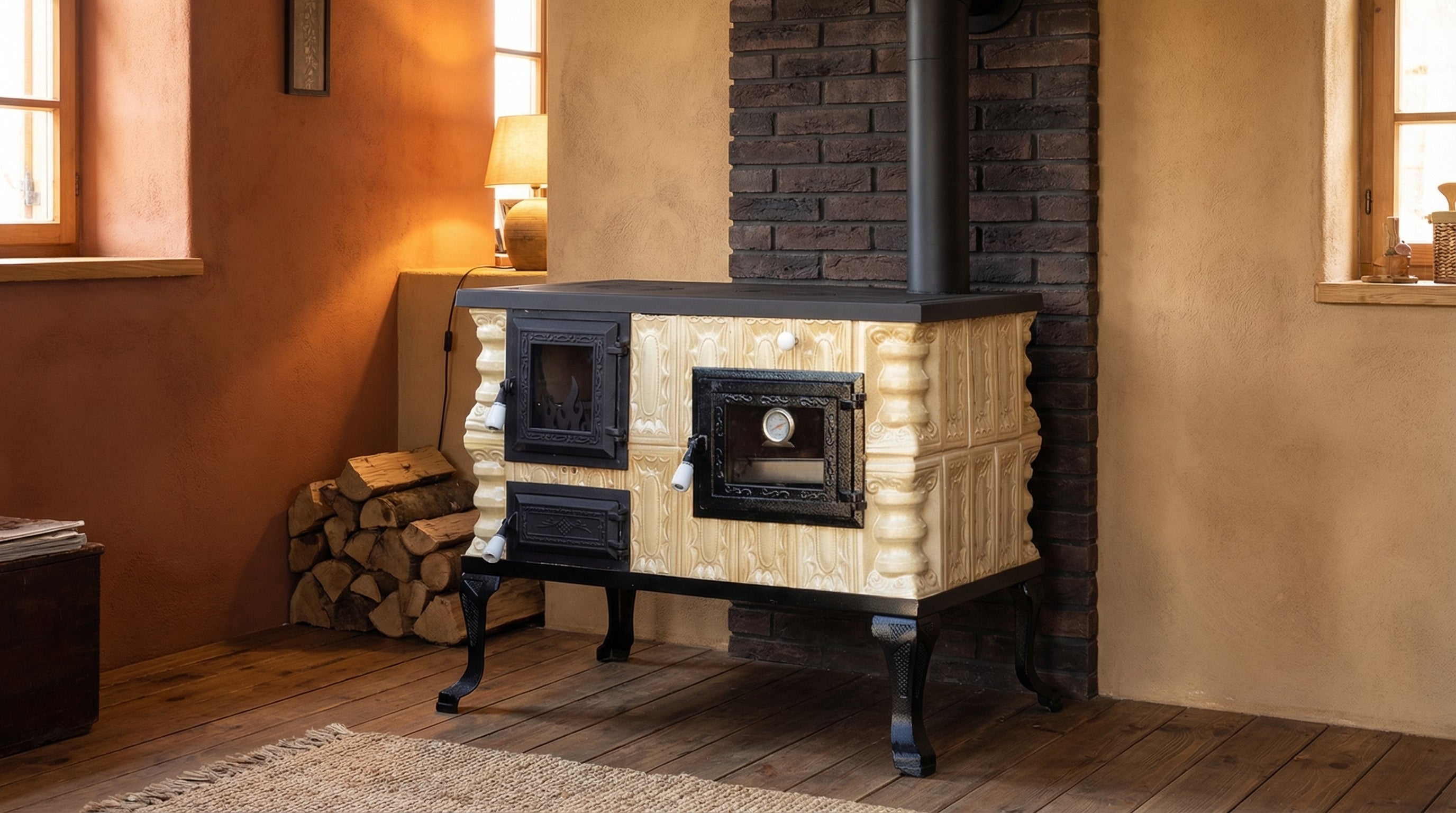 POÊLE CÉRAMIQUE MODÈLE 6 CRÈME DROIT 10 kW