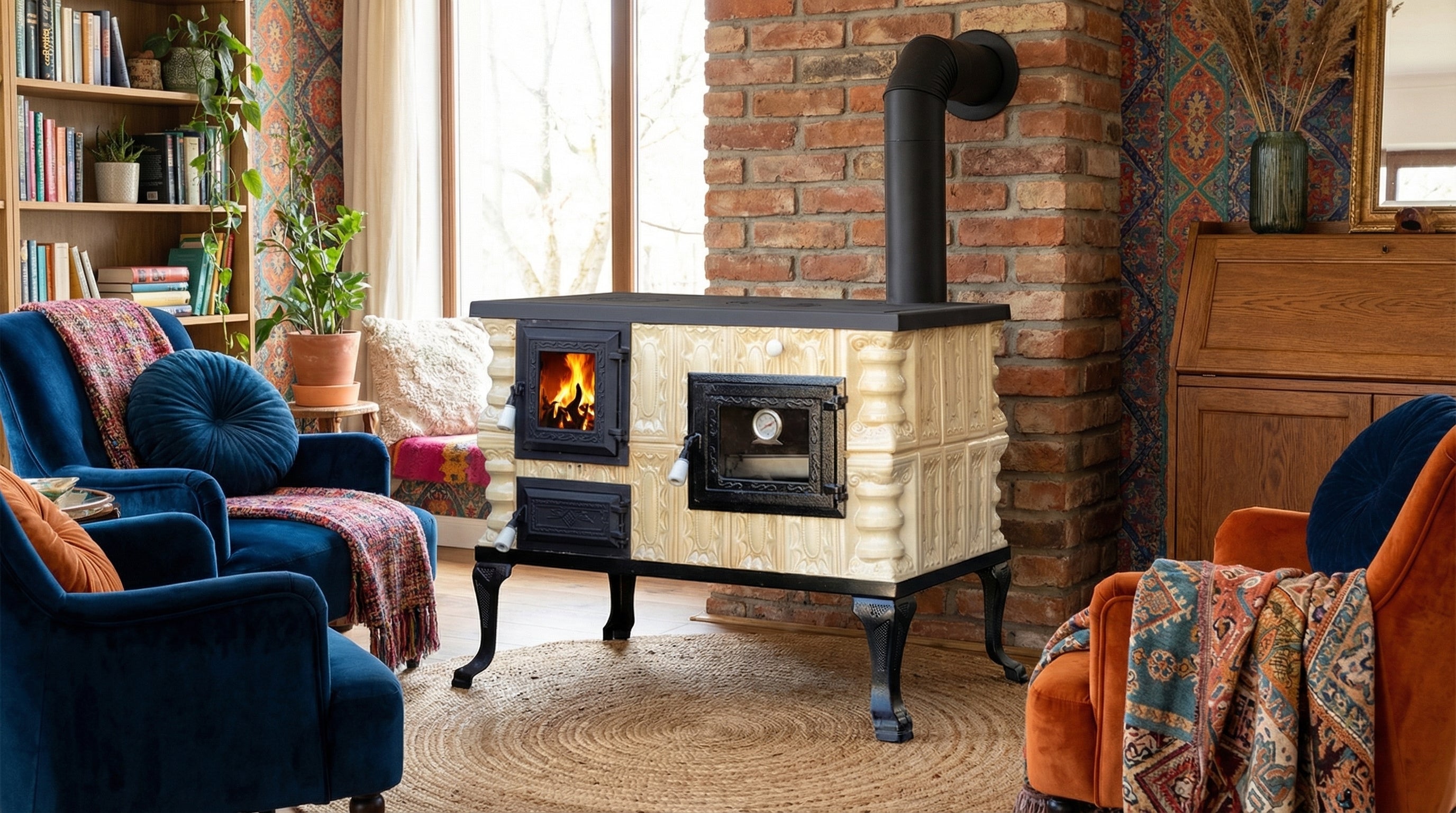 POÊLE CÉRAMIQUE MODÈLE 6 CRÈME DROIT 10 kW