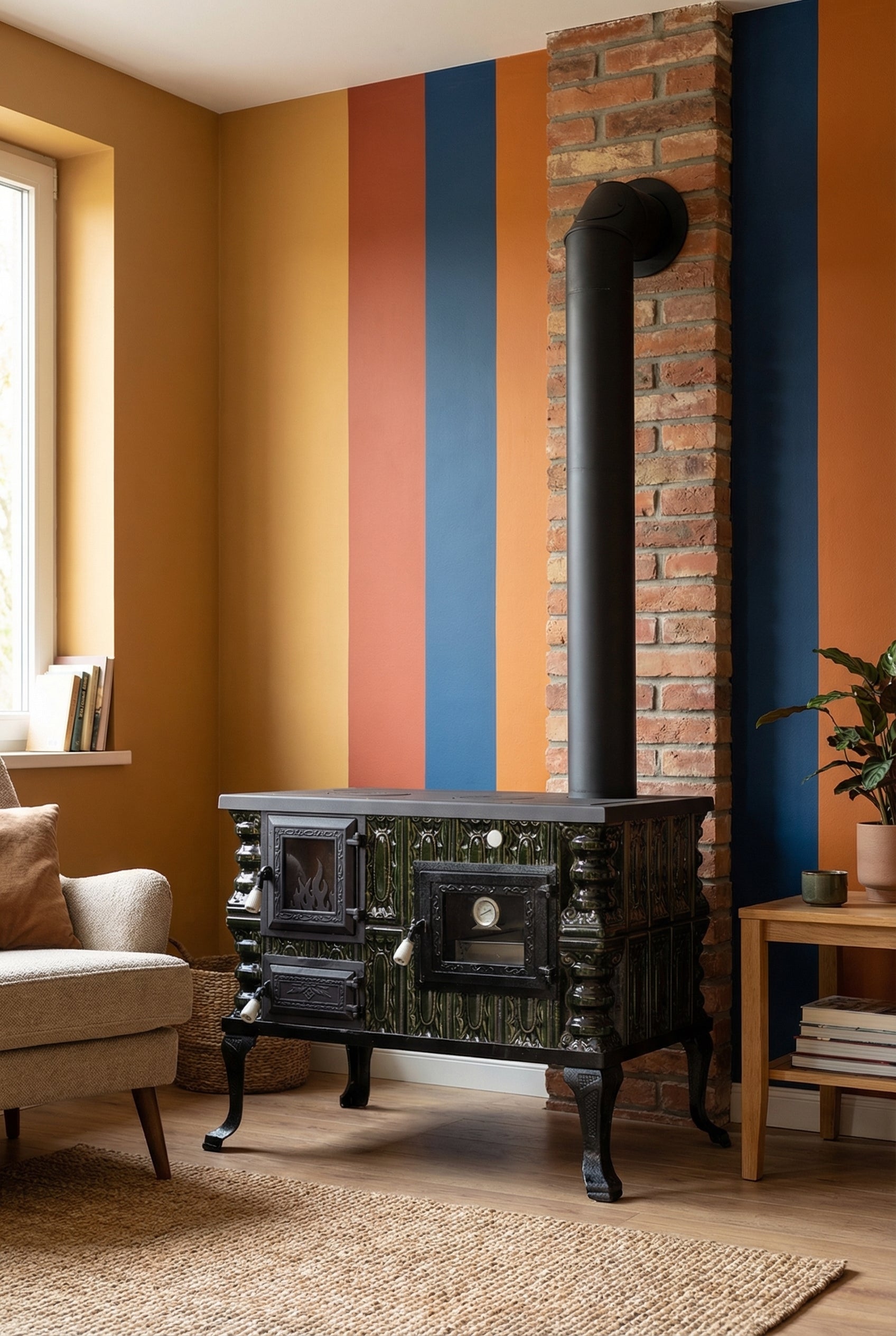 STUFA IN CERAMICA MODELLO 6 VERDE DESTRA 10 kW