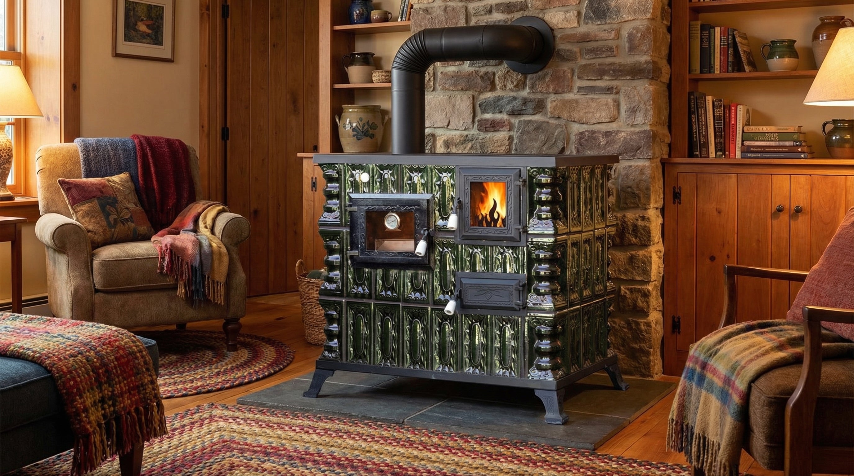 POÊLE CÉRAMIQUE MODÈLE 4 VERT GAUCHE 10 kW
