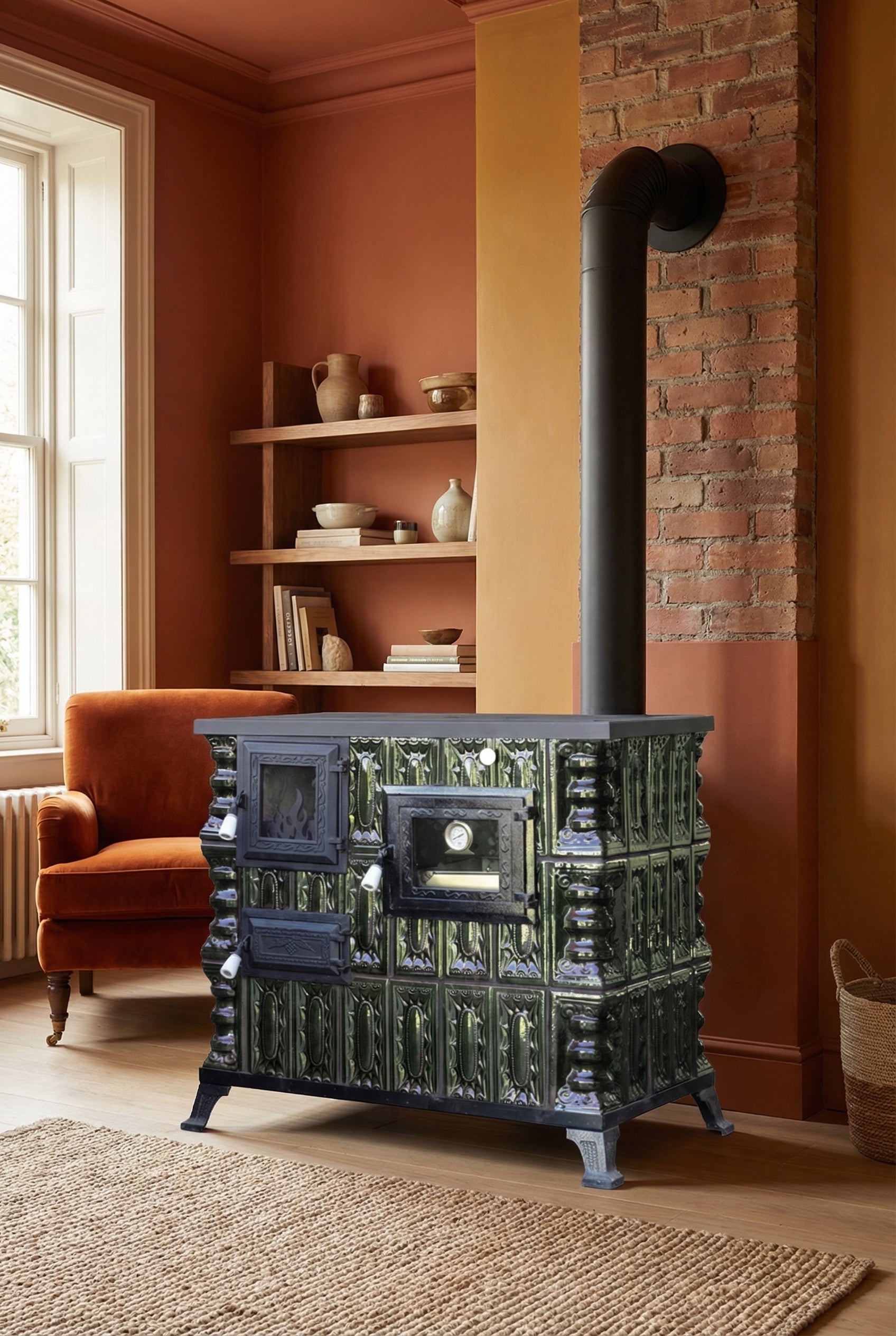 POÊLE CÉRAMIQUE MODÈLE 4 VERT DROIT 10 kW
