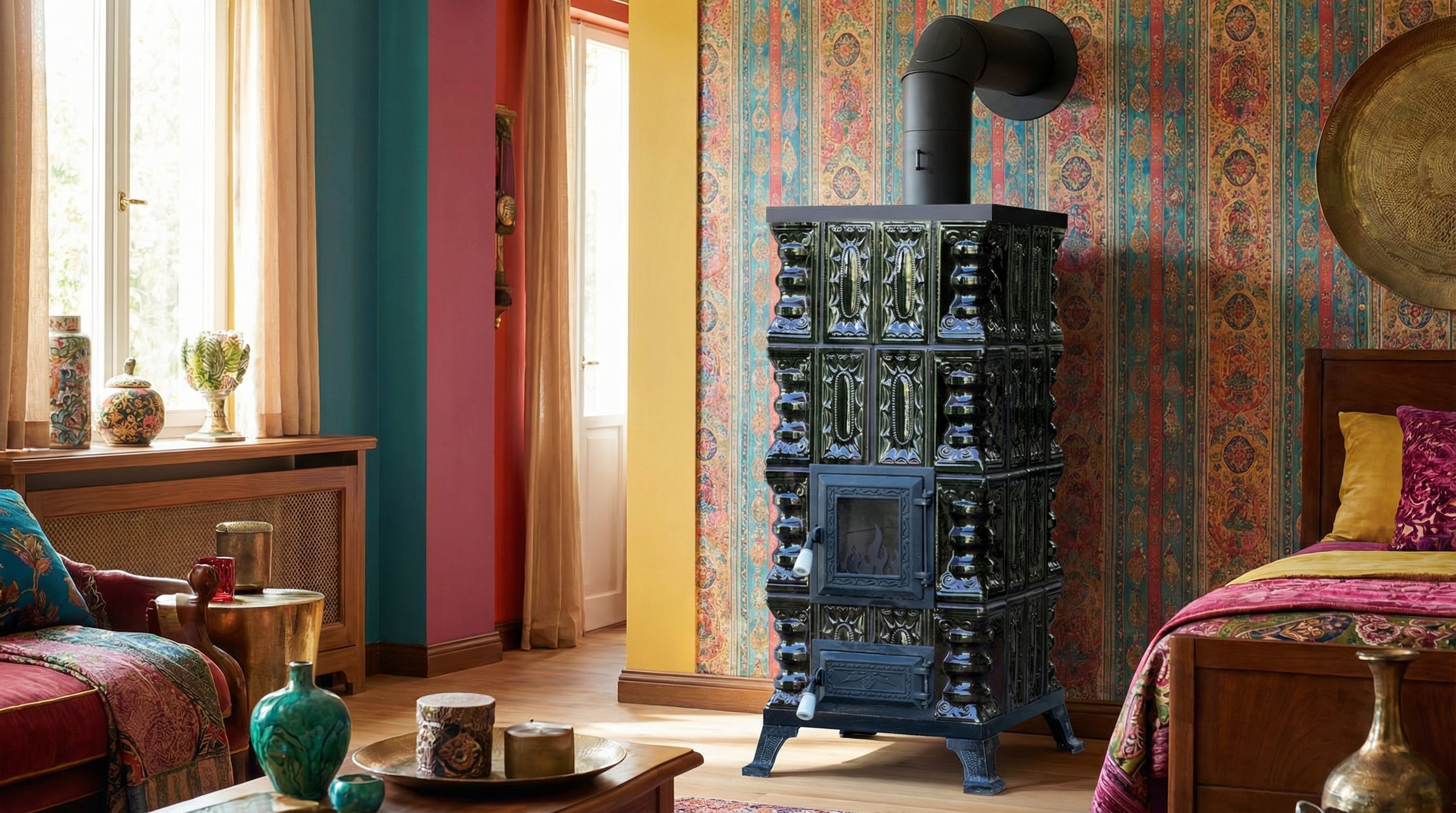 POÊLE CÉRAMIQUE MODÈLE 2 VERT 7 kW