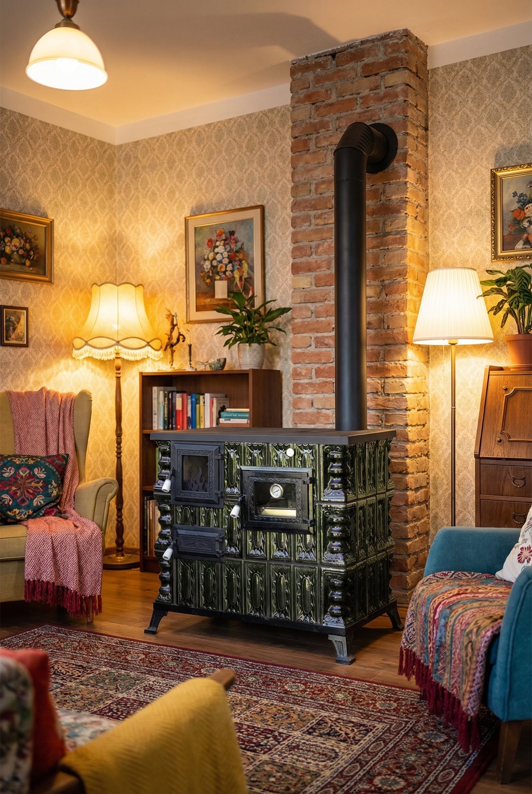 POÊLE CÉRAMIQUE MODÈLE 4 VERT DROIT 10 kW