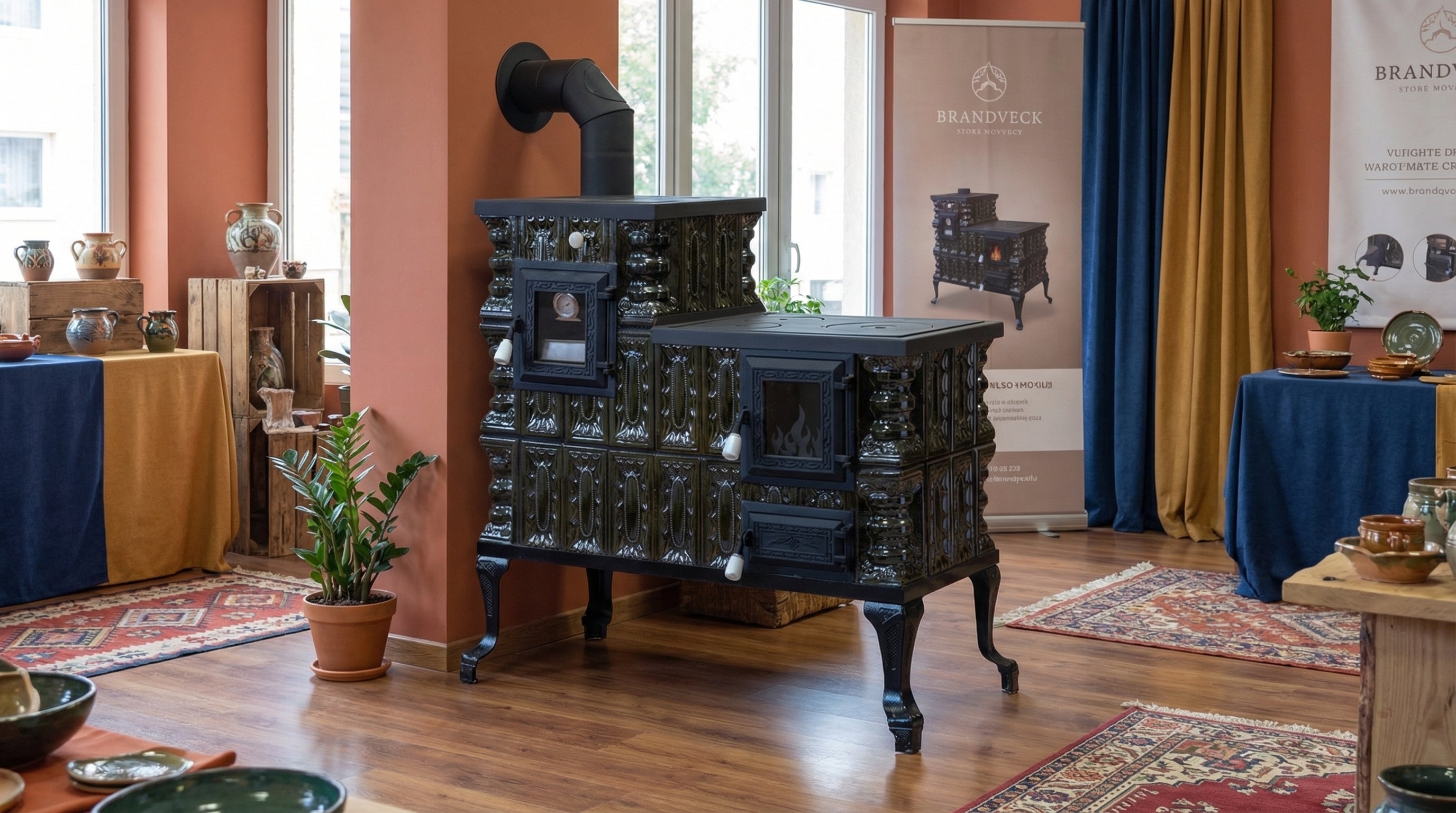POÊLE CÉRAMIQUE MODÈLE 1 VERT GAUCHE 10 kW