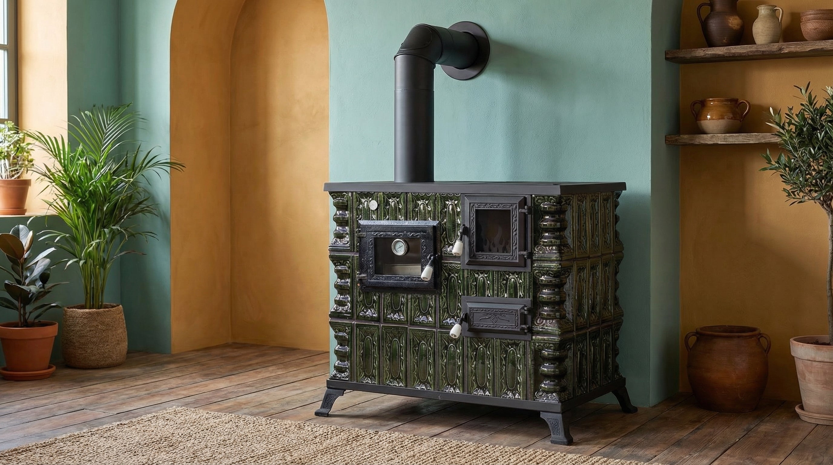 POÊLE CÉRAMIQUE MODÈLE 4 VERT GAUCHE 10 kW