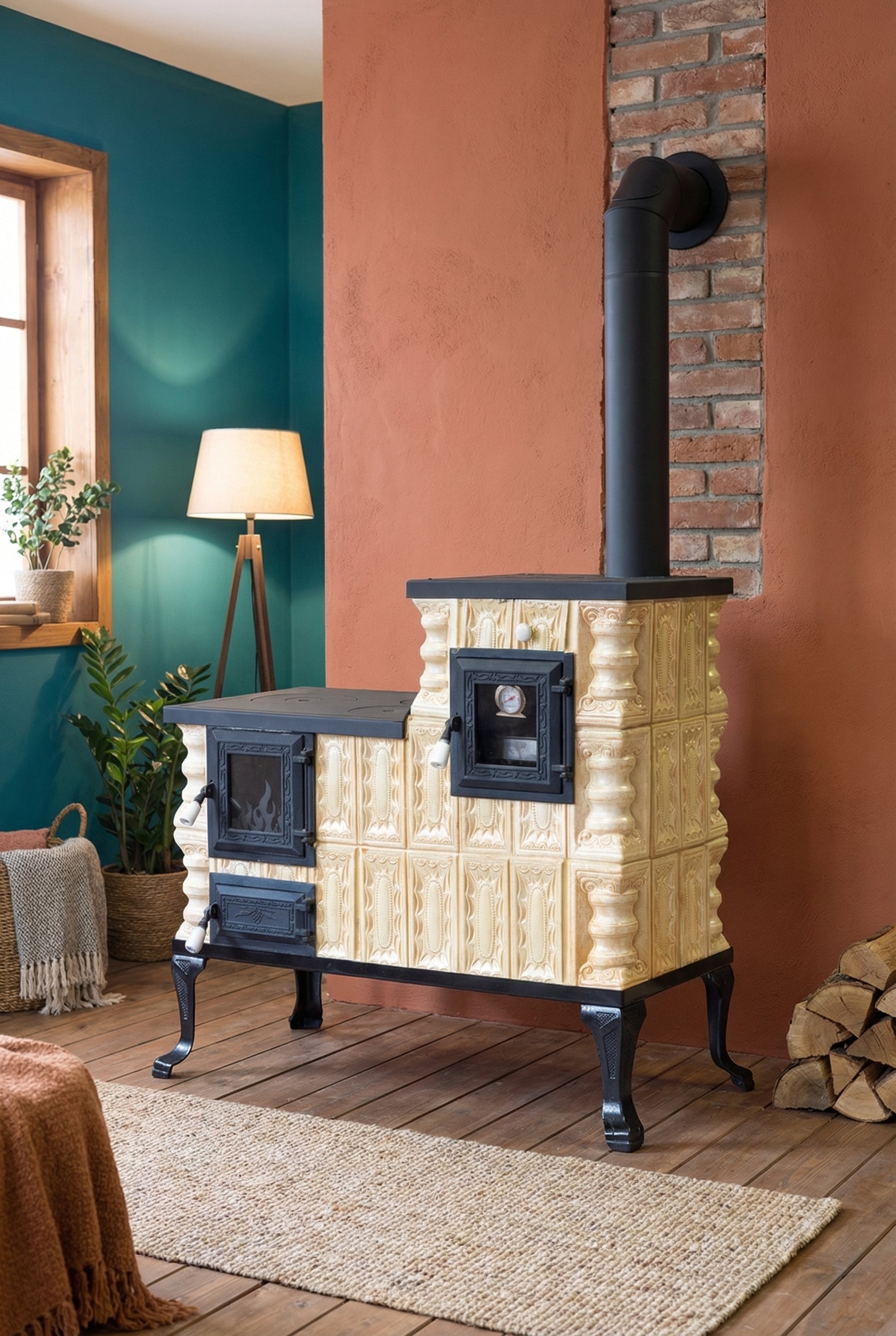 POÊLE CÉRAMIQUE MODÈLE 1 CRÈME DROIT 10 kW