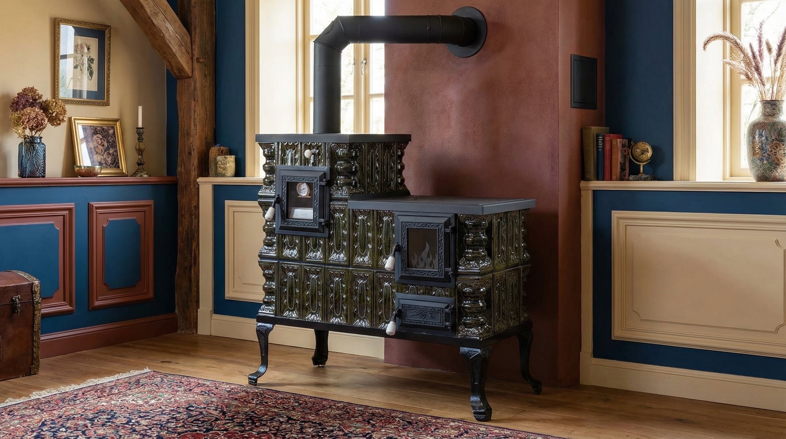 POÊLE CÉRAMIQUE MODÈLE 1 VERT GAUCHE 10 kW