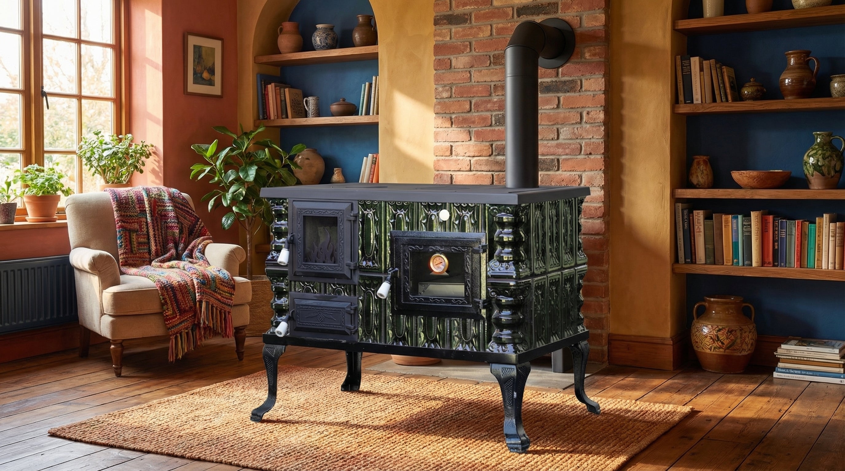 STUFA IN CERAMICA MODELLO 6 VERDE DESTRA 10 kW