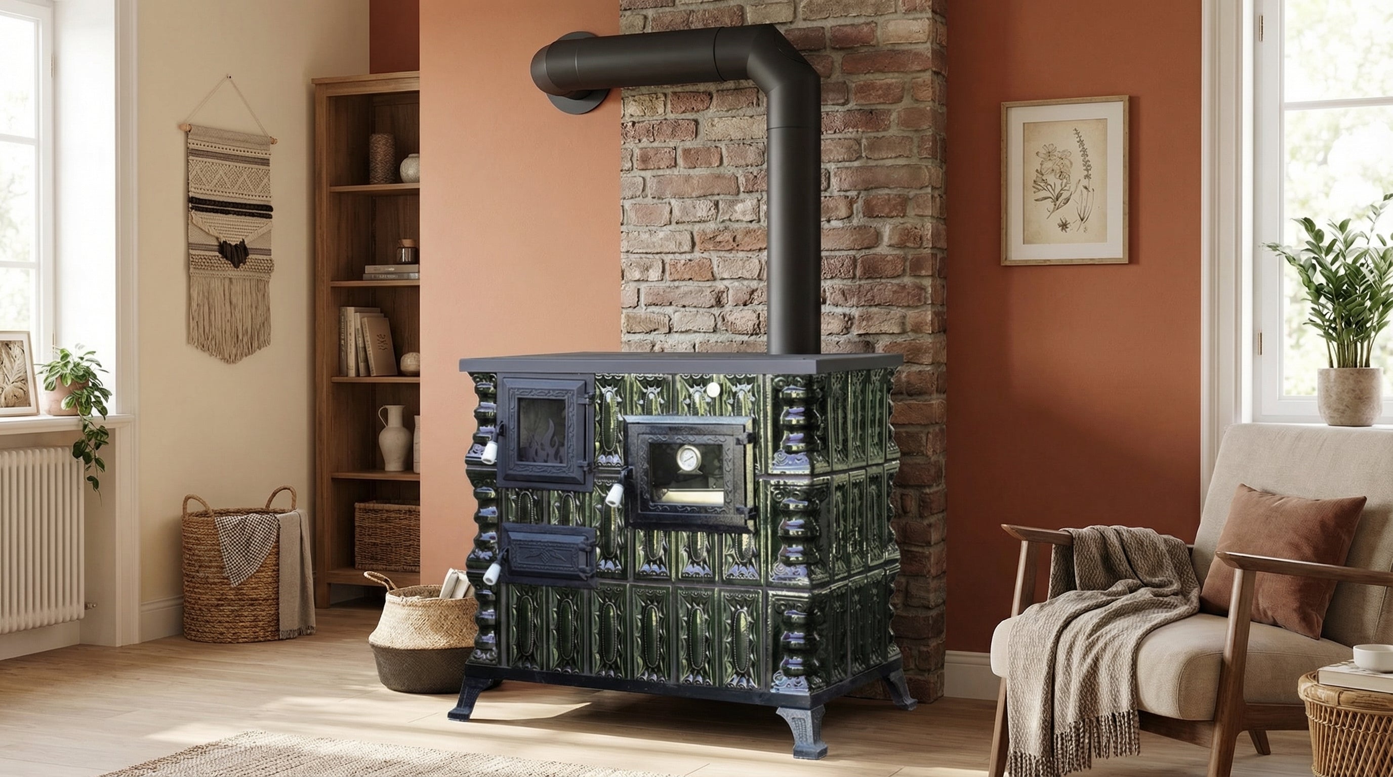 POÊLE CÉRAMIQUE MODÈLE 4 VERT DROIT 10 kW