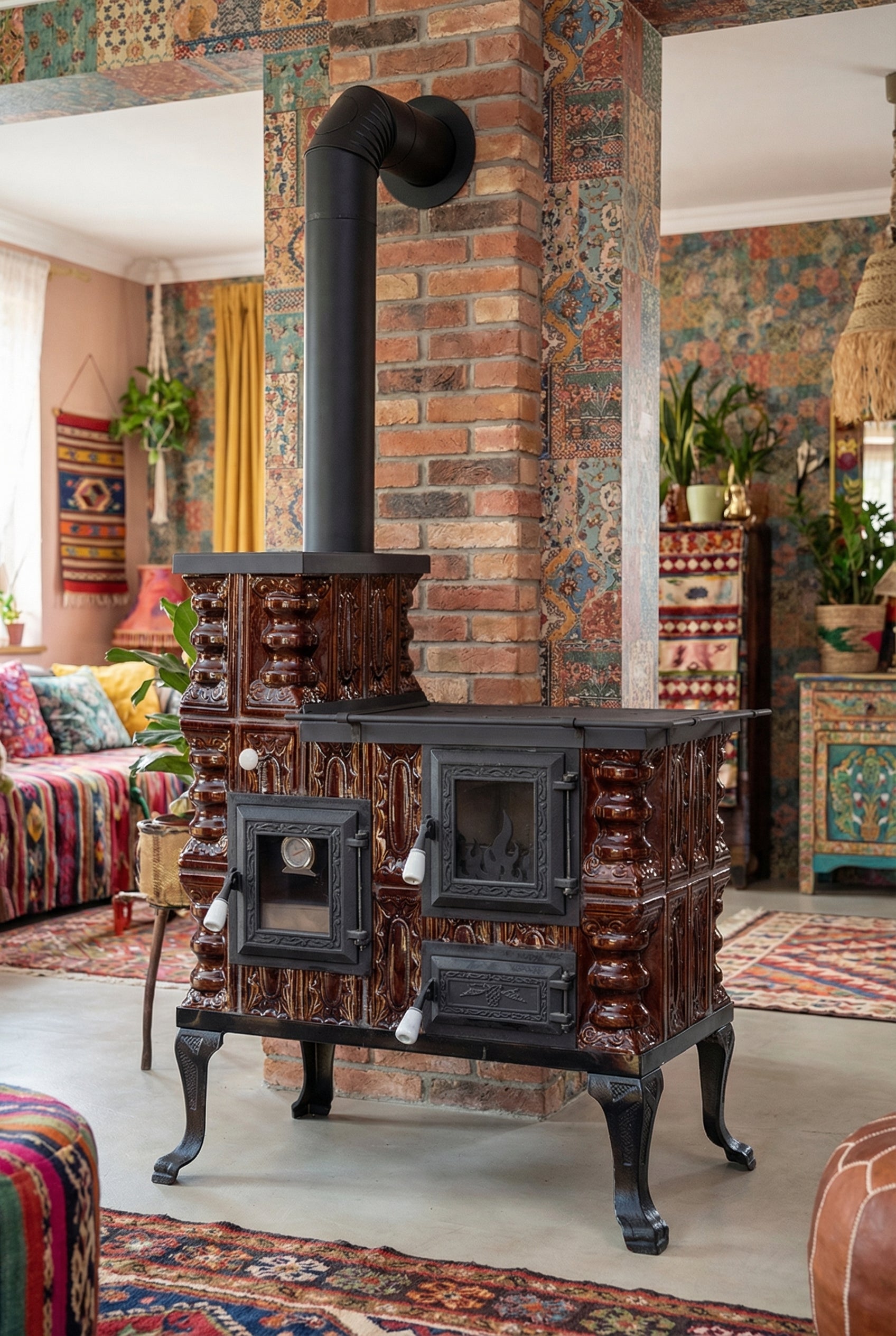 POÊLE CÉRAMIQUE MODÈLE 27 MARRON GAUCHE 8 kW