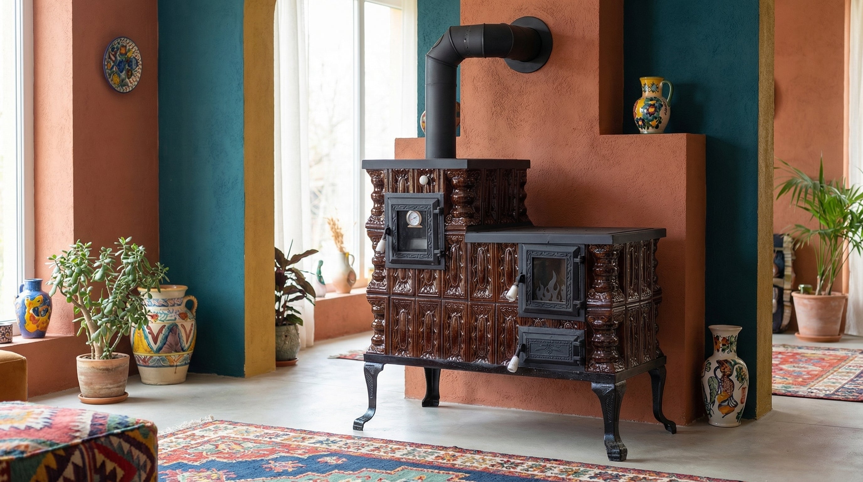 POÊLE CÉRAMIQUE MODÈLE 1 MARRON GAUCHE 10 kW