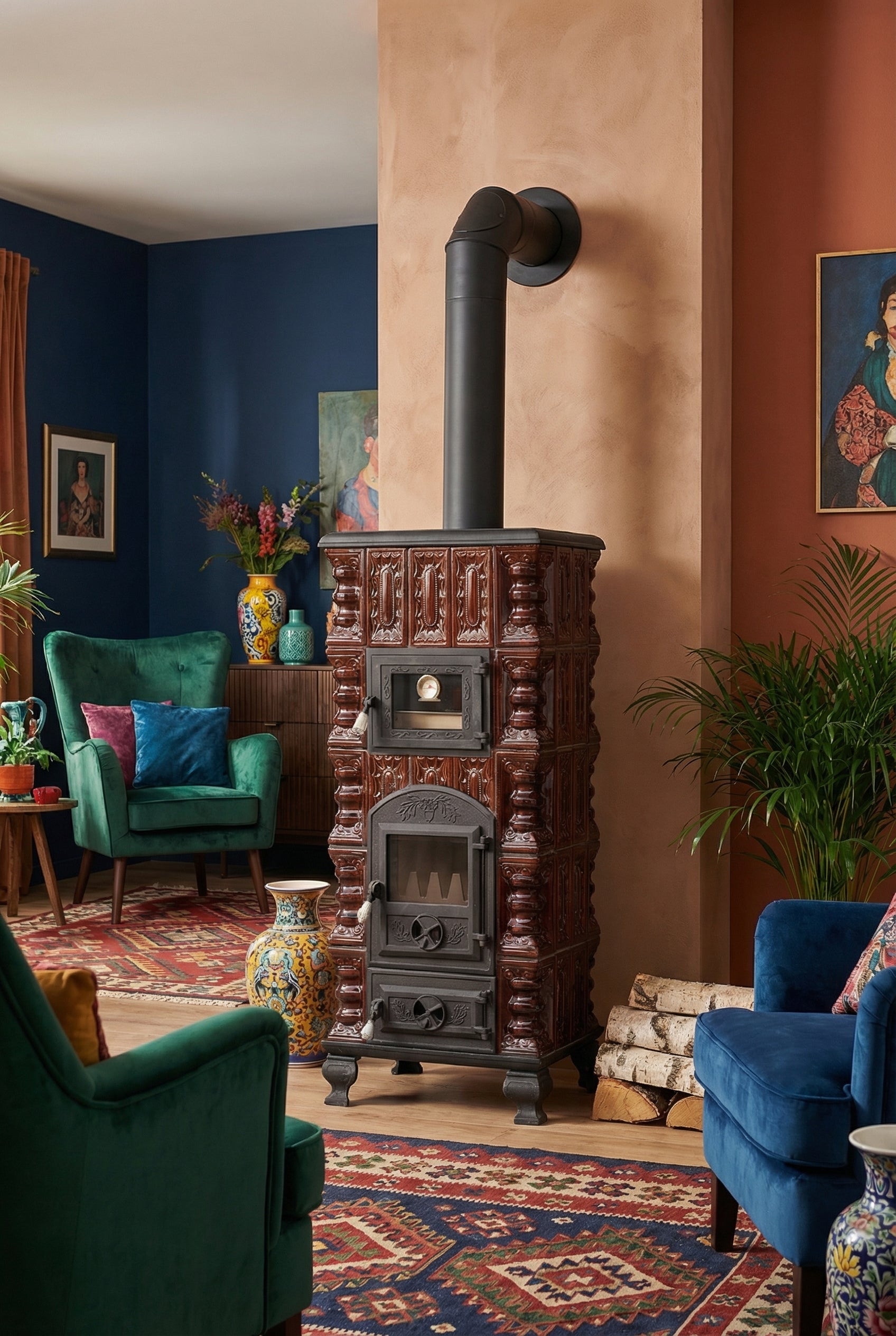 POÊLE CÉRAMIQUE MODÈLE 5 MARRON 10 kW