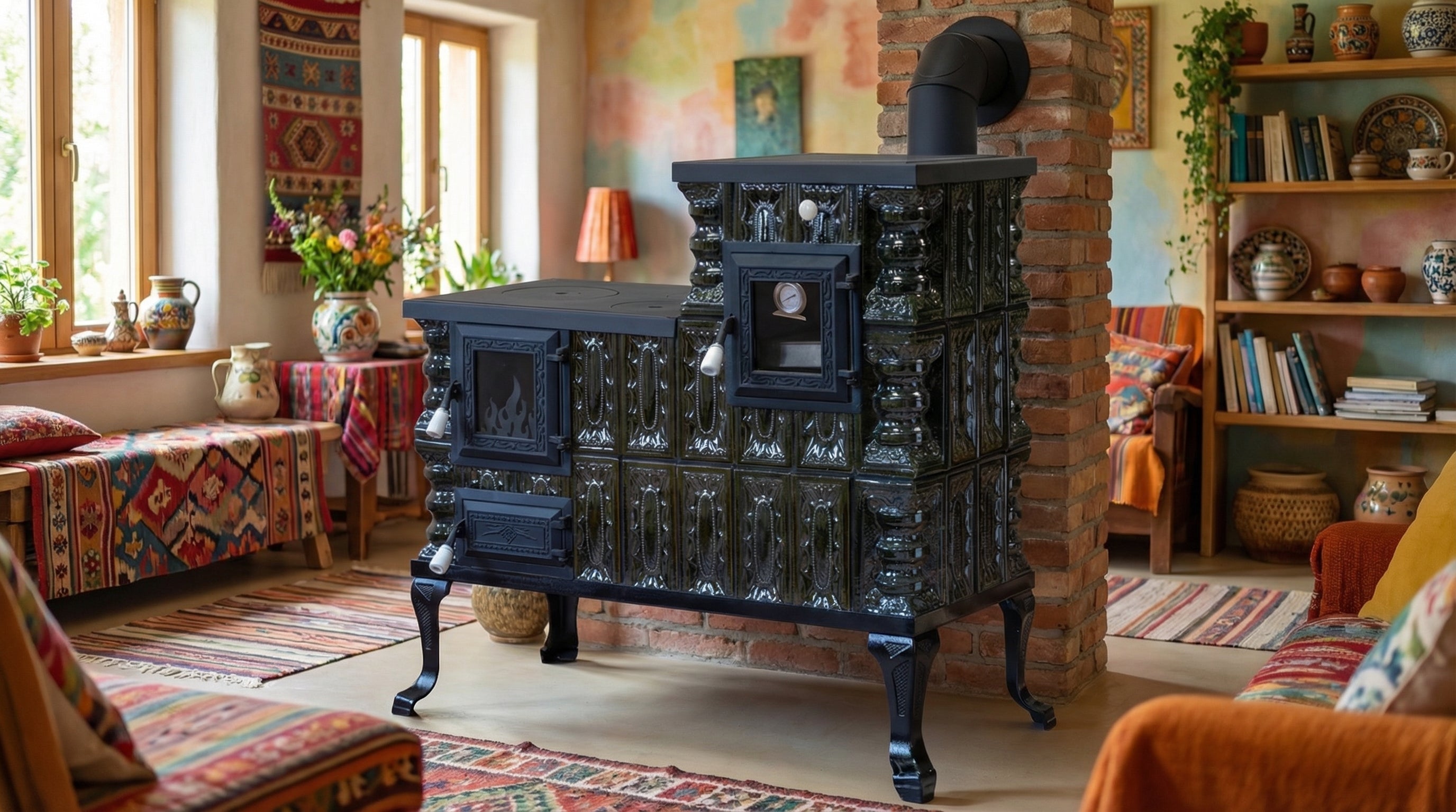 POÊLE CÉRAMIQUE MODÈLE 1 VERT DROIT 10 kW