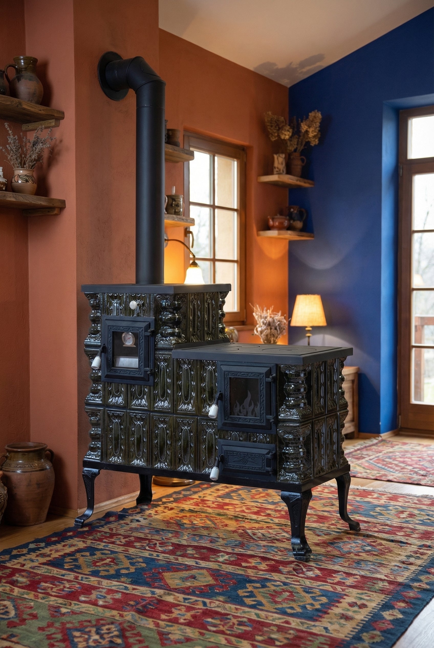 POÊLE CÉRAMIQUE MODÈLE 1 VERT GAUCHE 10 kW