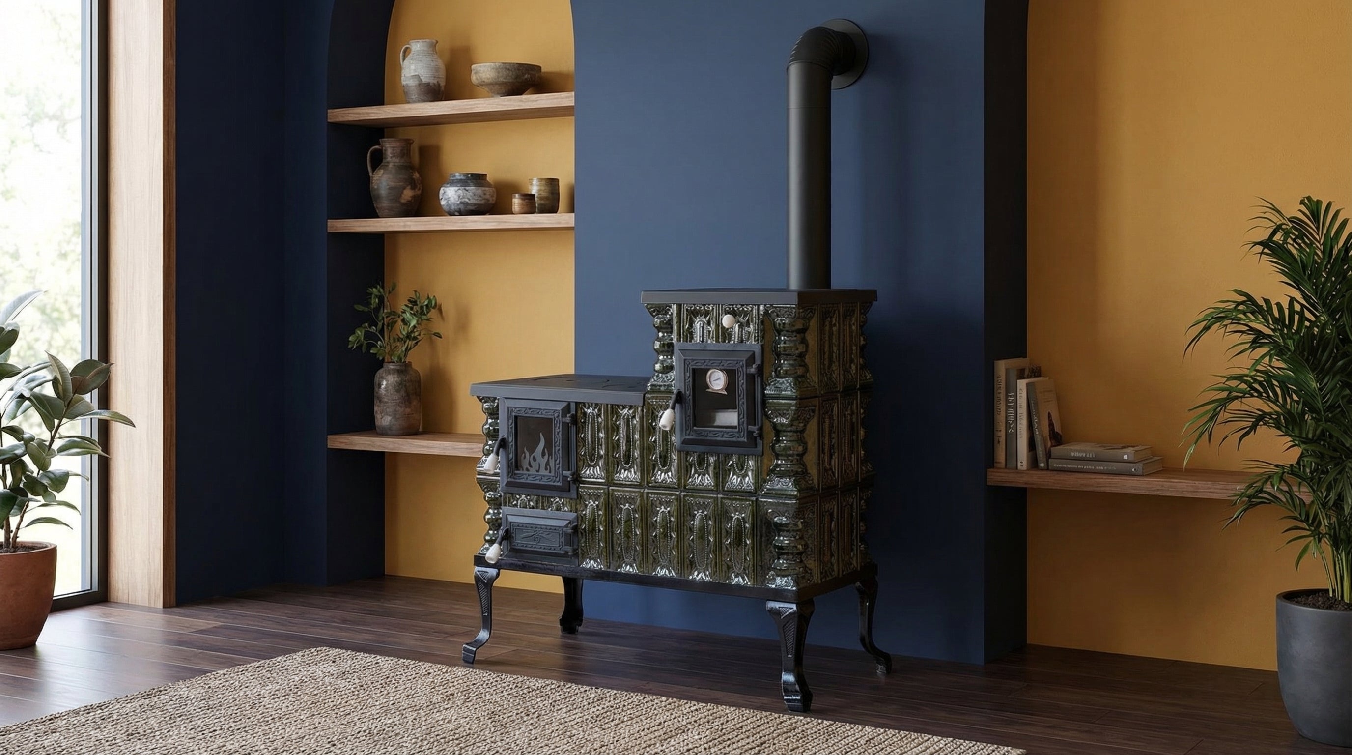 POÊLE CÉRAMIQUE MODÈLE 1 VERT DROIT 10 kW
