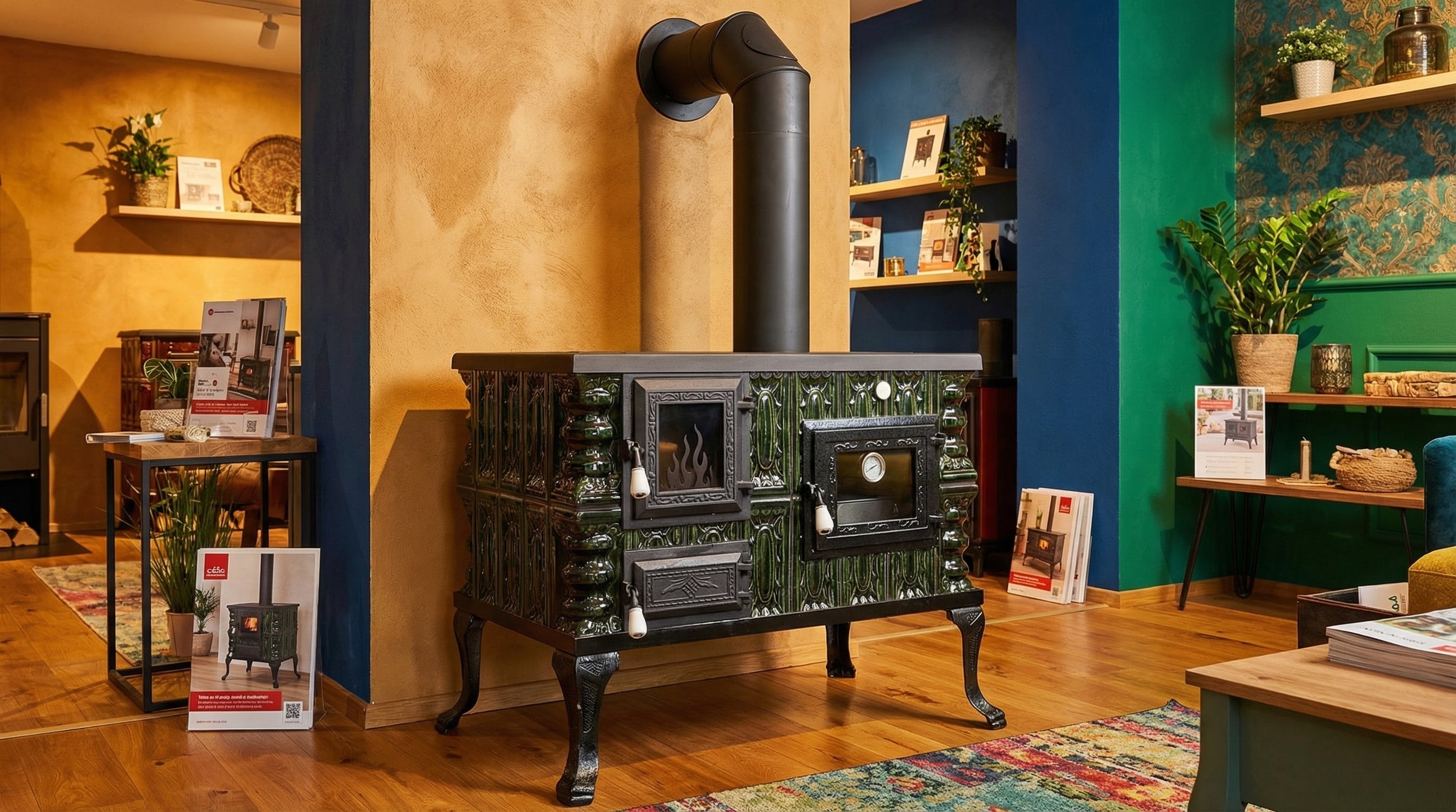 STUFA IN CERAMICA MODELLO 6 VERDE DESTRA 10 kW