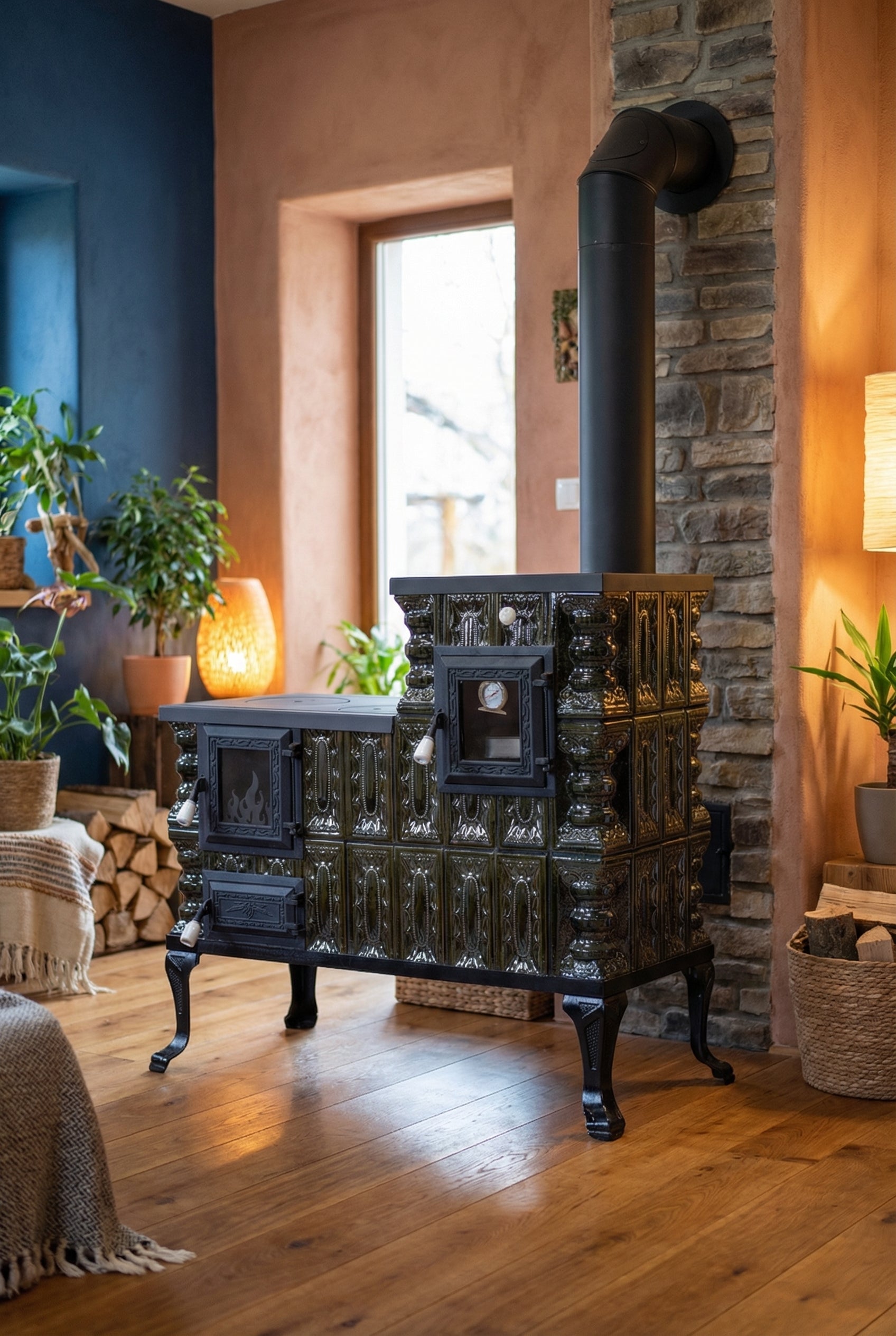POÊLE CÉRAMIQUE MODÈLE 1 VERT DROIT 10 kW