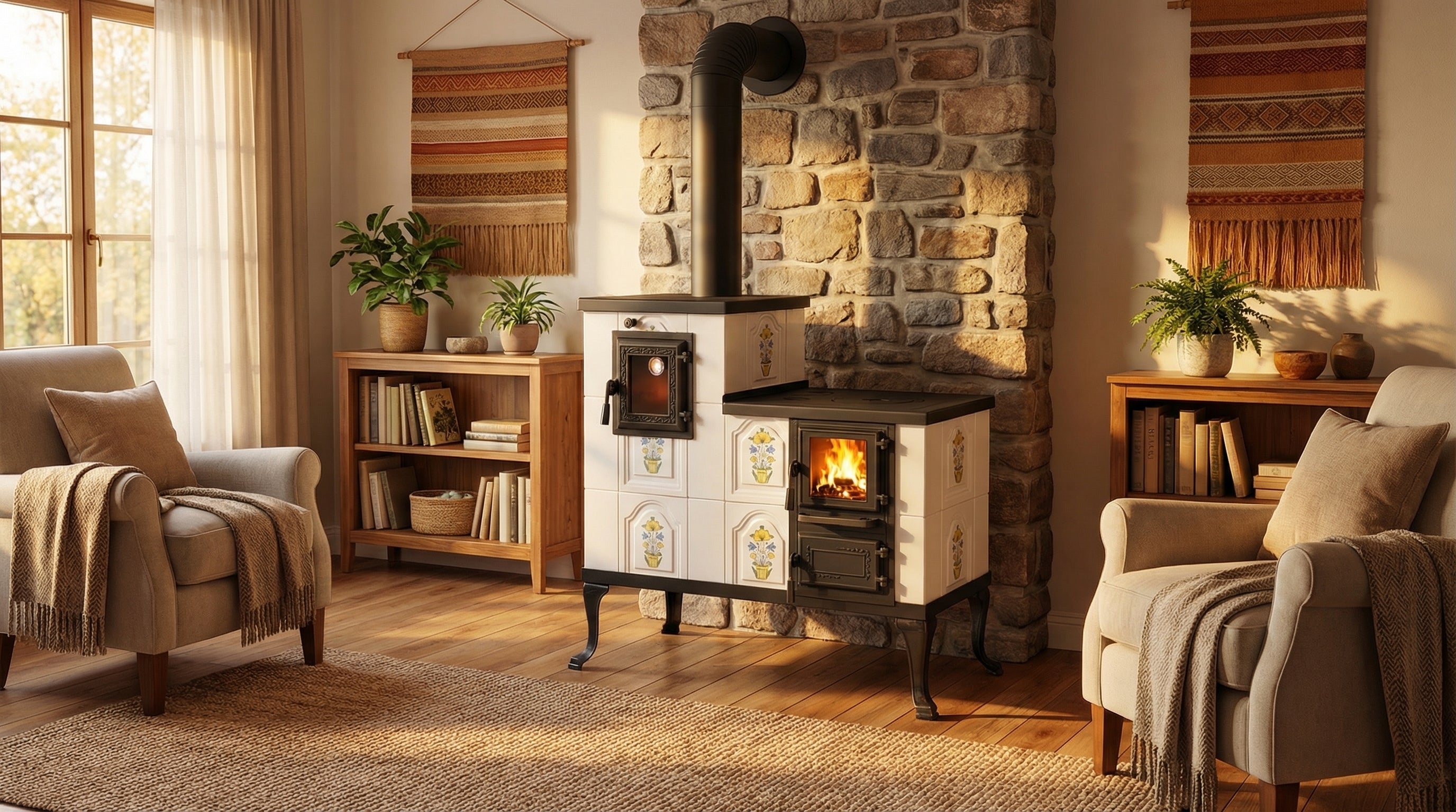 POÊLE CÉRAMIQUE MODÈLE 1 FOLK GAUCHE 10 kW