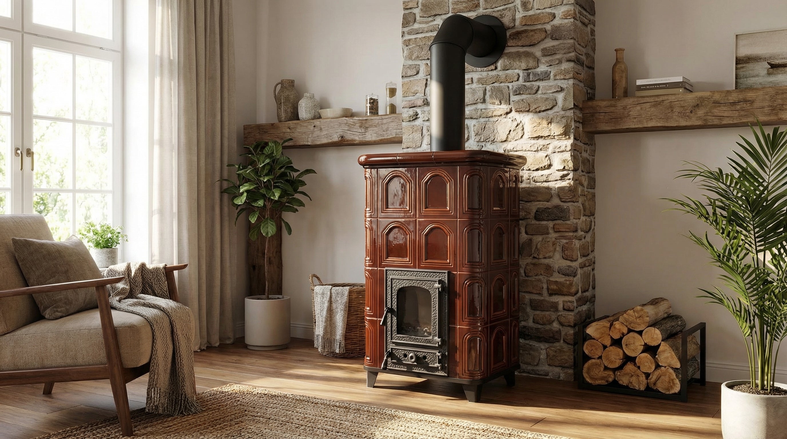 POÊLE CÉRAMIQUE MODÈLE 25 MARRON 10 kW