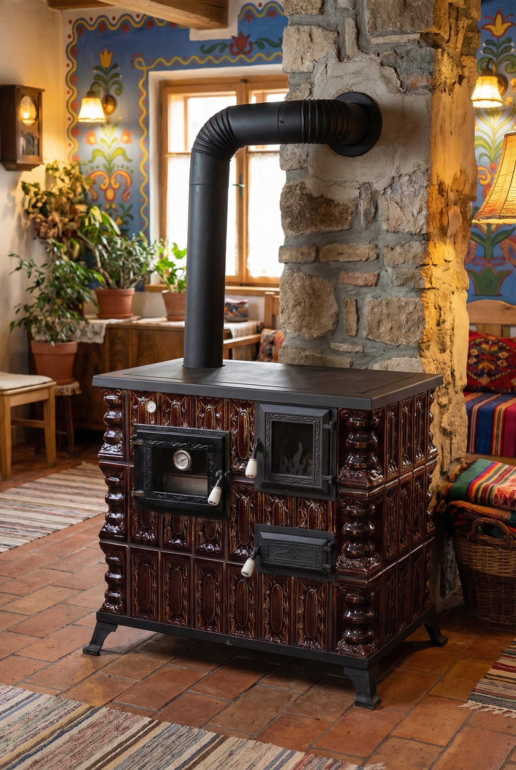 POÊLE CÉRAMIQUE MODÈLE 4 MARRON GAUCHE 10 kW