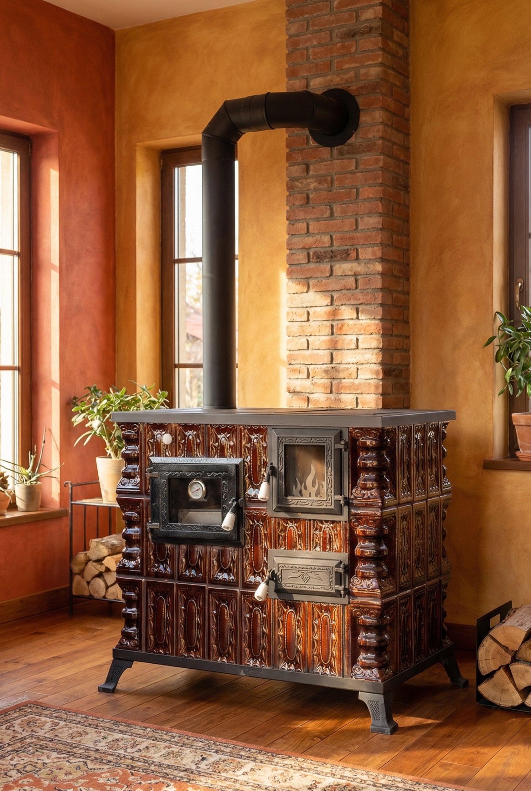 POÊLE CÉRAMIQUE MODÈLE 4 MARRON GAUCHE 10 kW