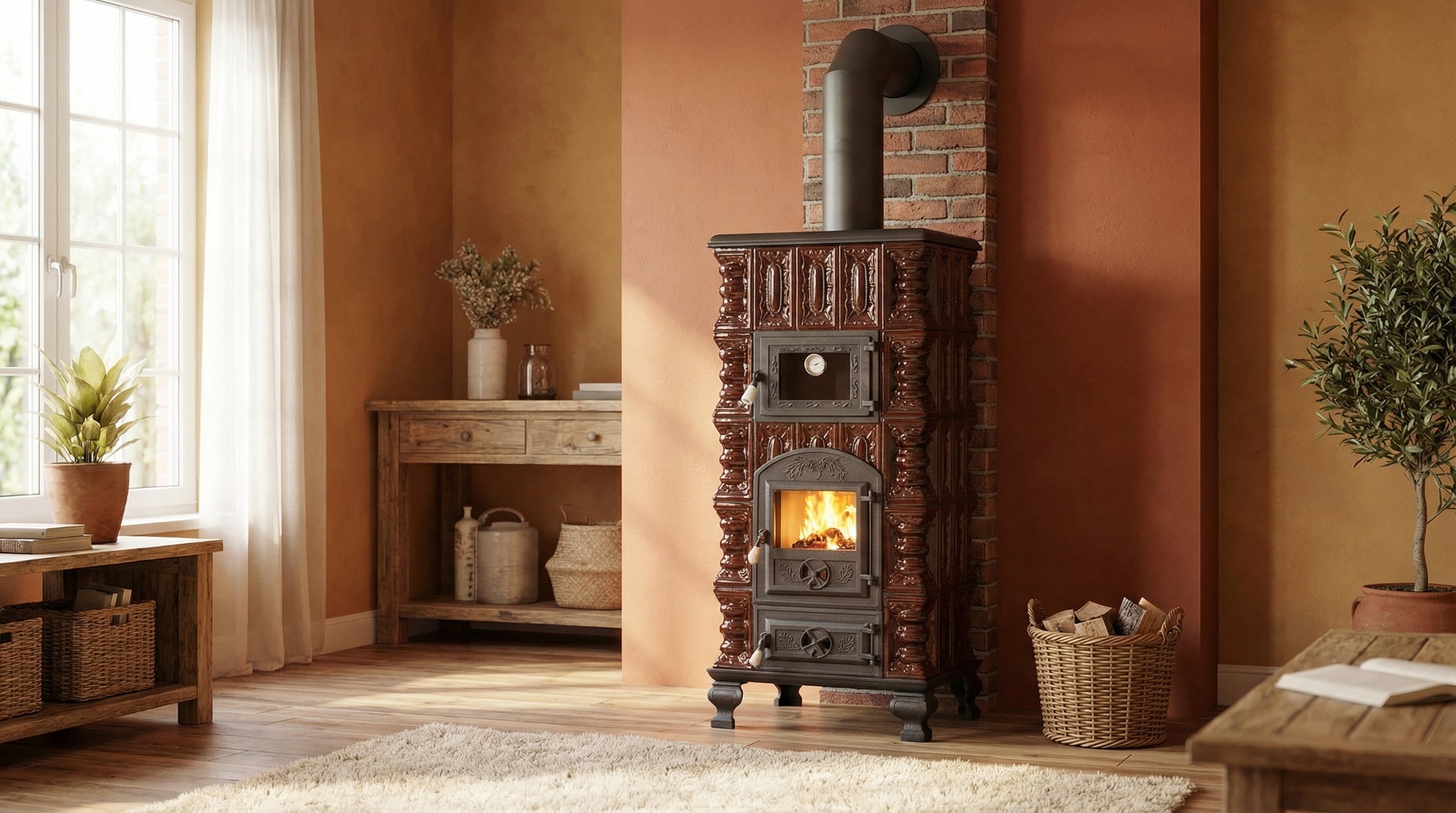 POÊLE CÉRAMIQUE MODÈLE 5 MARRON 10 kW