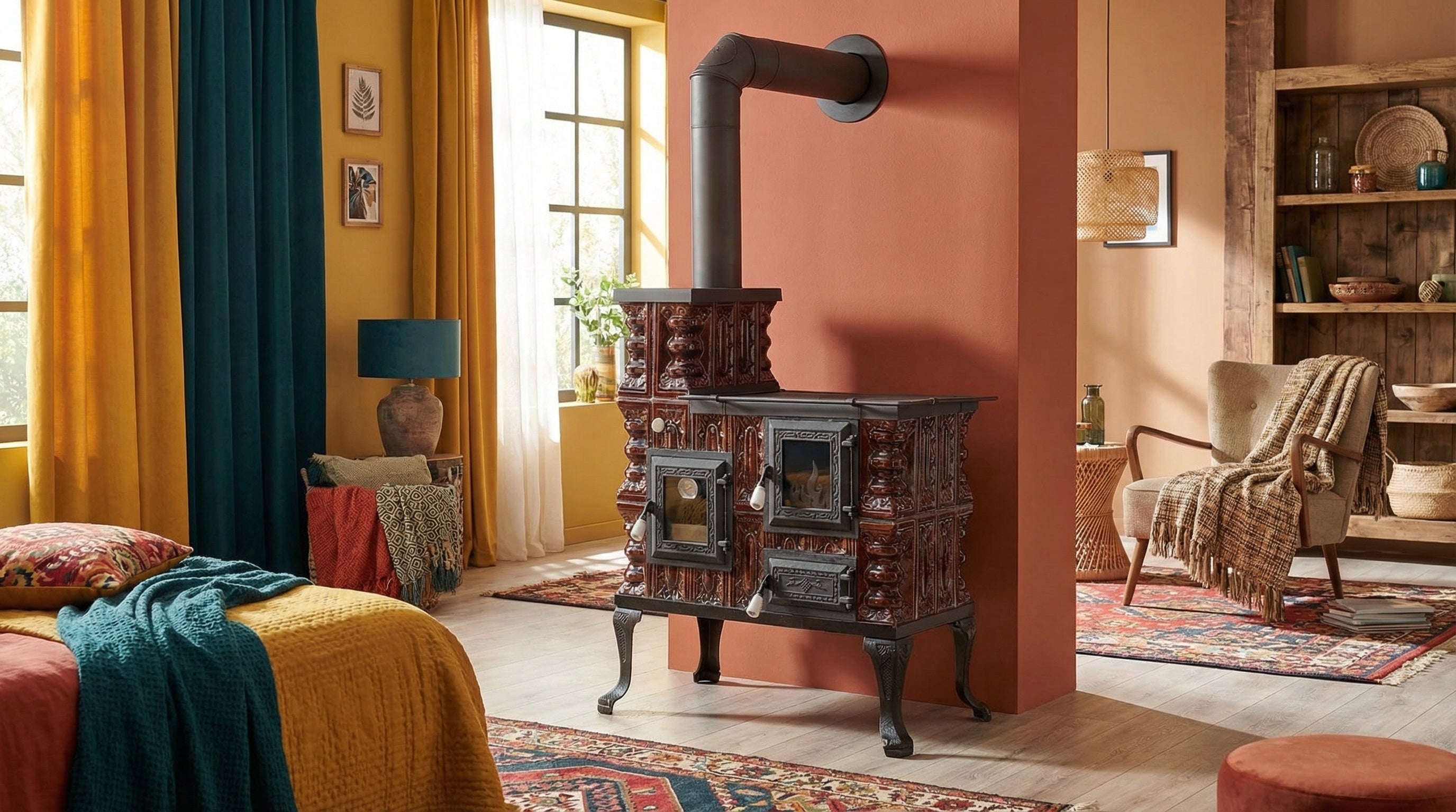 POÊLE CÉRAMIQUE MODÈLE 27 MARRON GAUCHE 8 kW