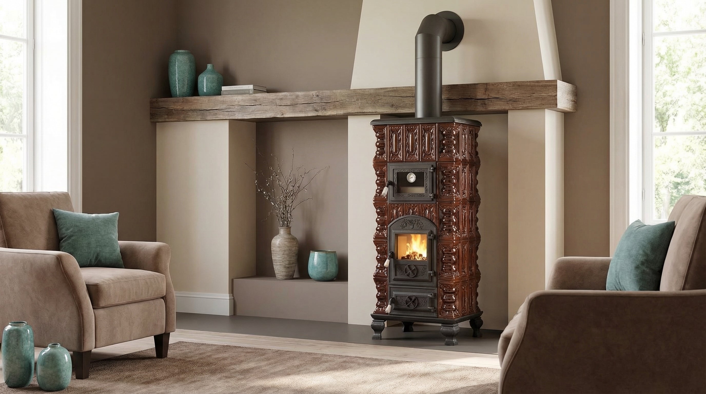 POÊLE CÉRAMIQUE MODÈLE 5 MARRON 10 kW