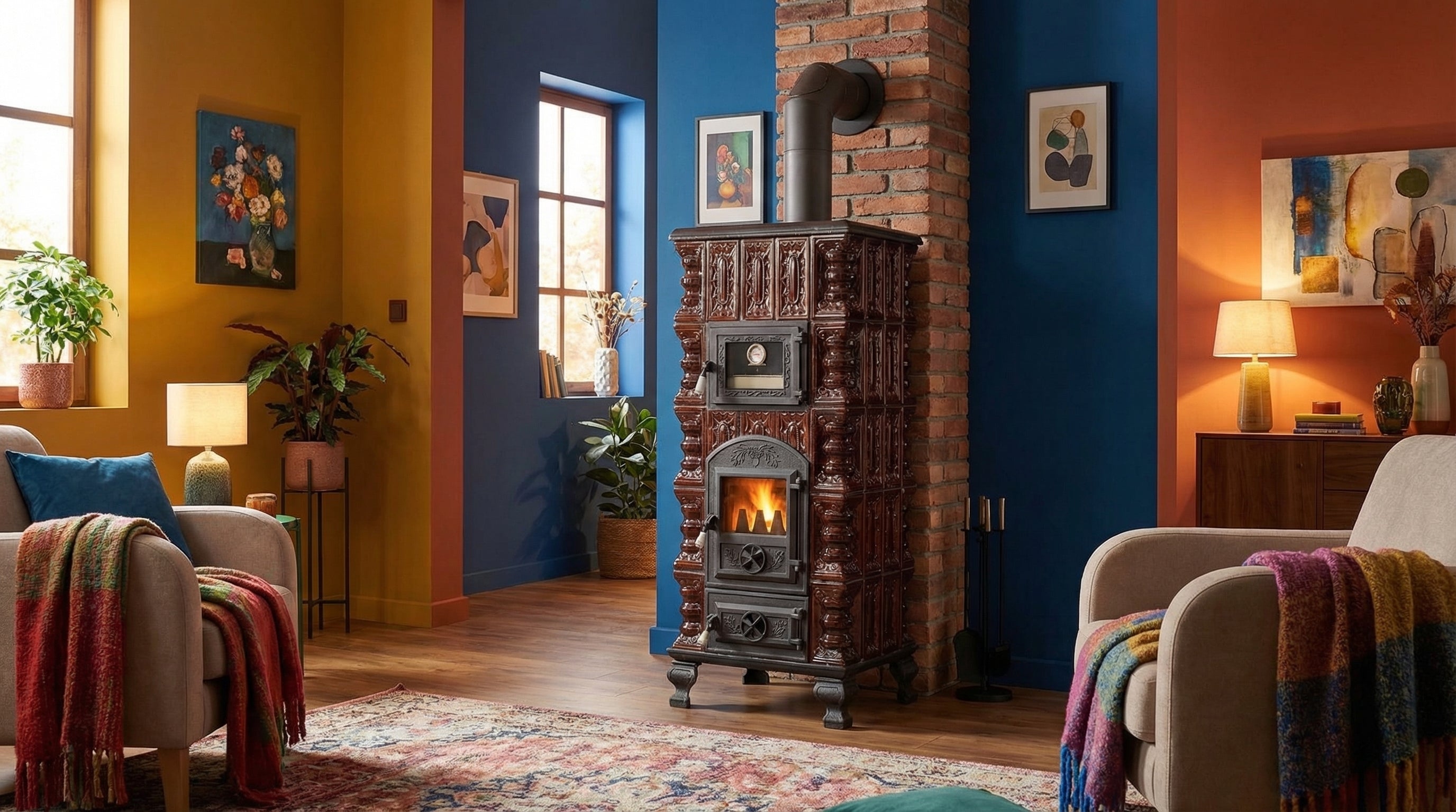 POÊLE CÉRAMIQUE MODÈLE 5 MARRON 10 kW